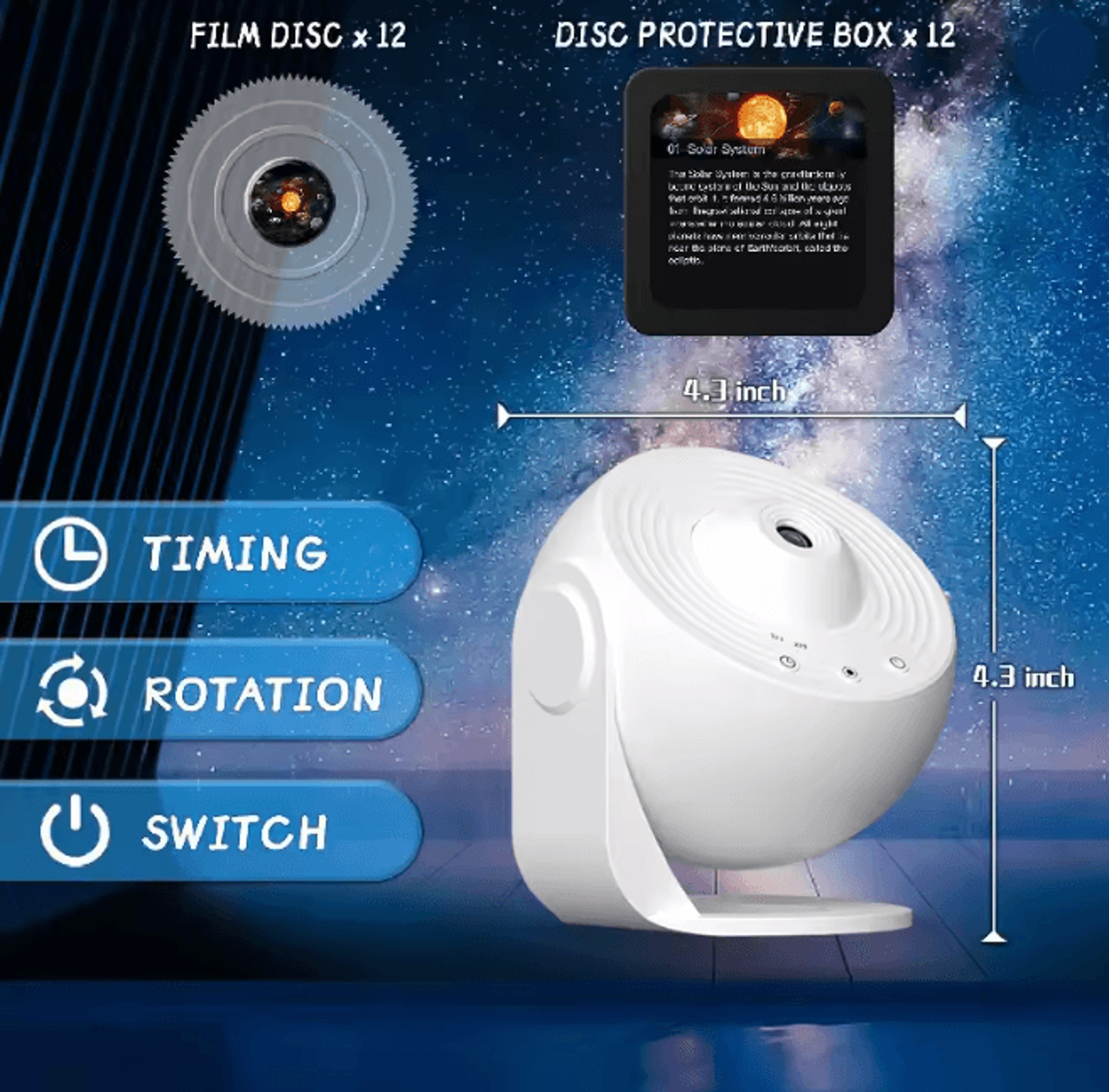 Galaxy Starry Sky Projector Night Light 360 Degree Rotating Planetarium Lamp 5