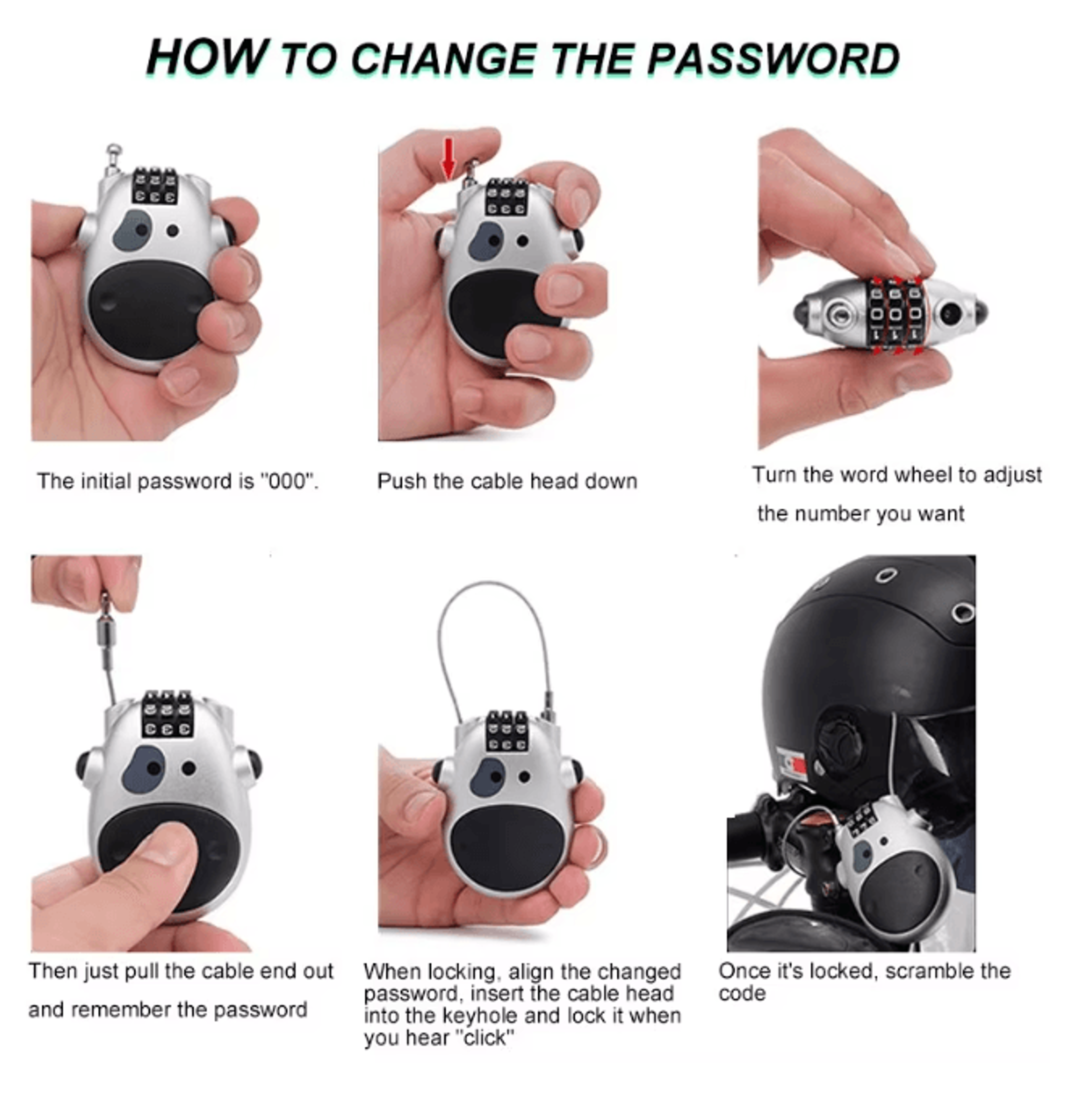 SecureFlex Retractable Bike Cable Lock With Combination Code 2