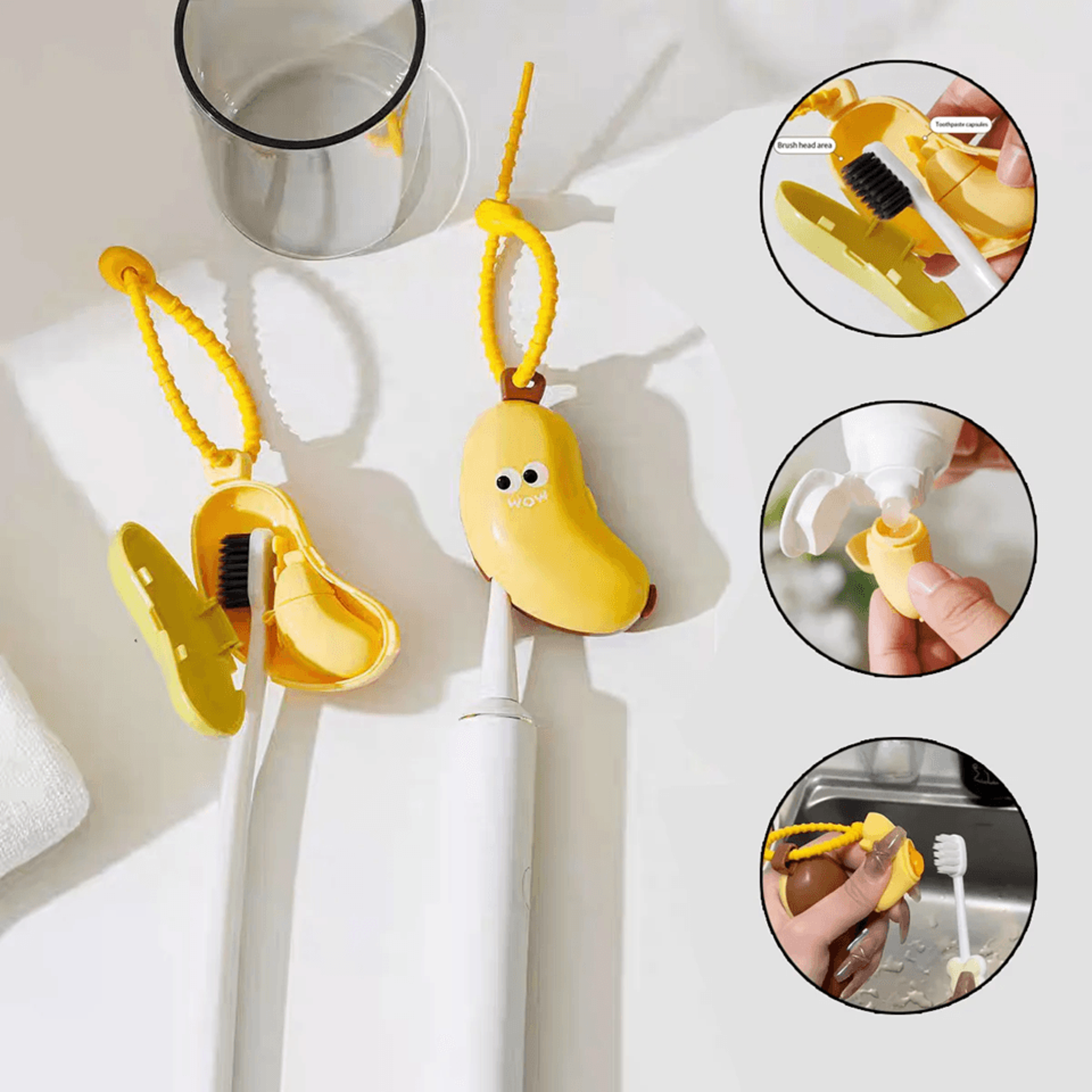 Banana Toothbrush Travel Case With Toothpaste Storage Compartment 0