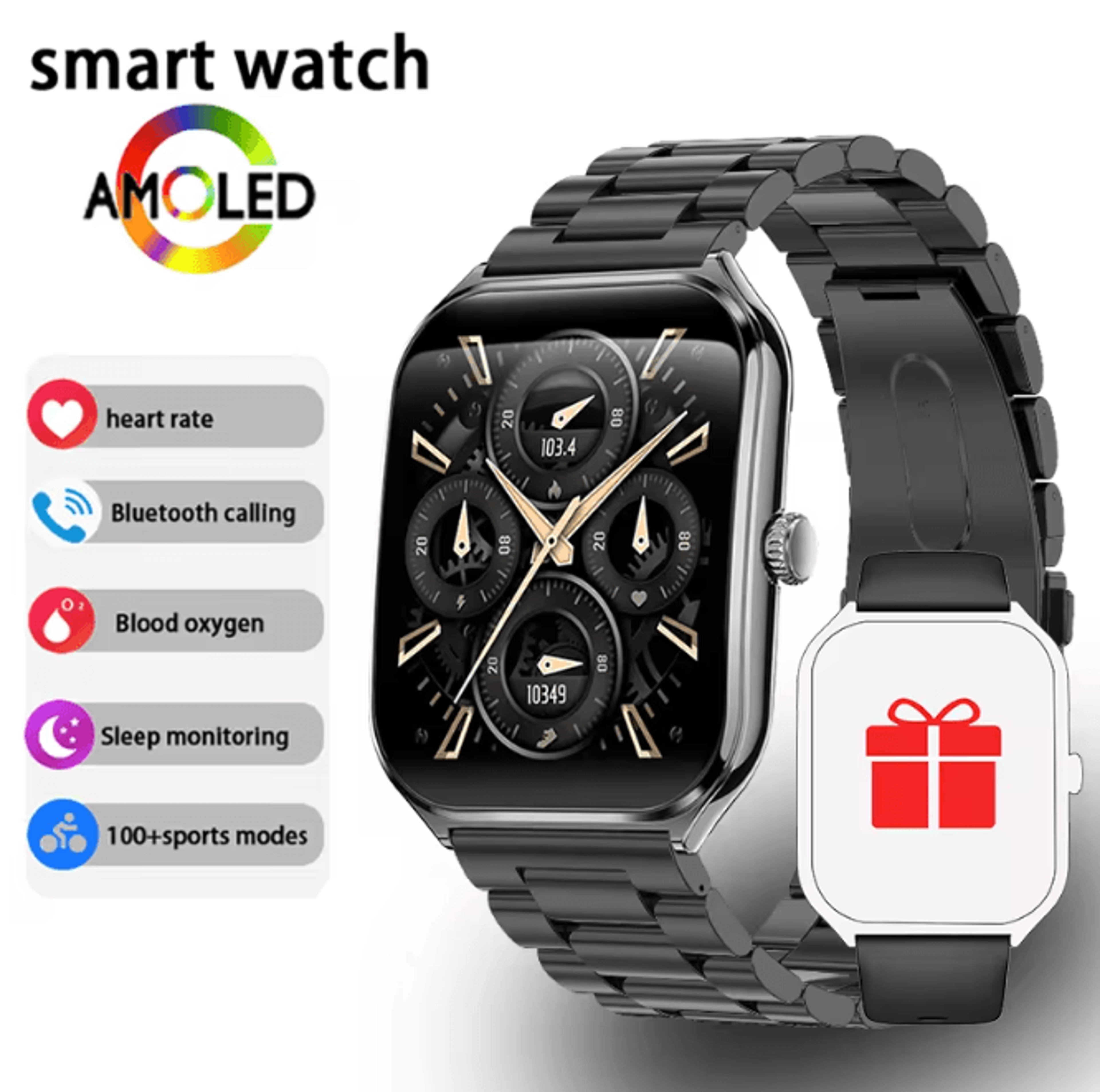 UltraSlim AMOLED Smart Watch With Always On Display And Call Reminder 10