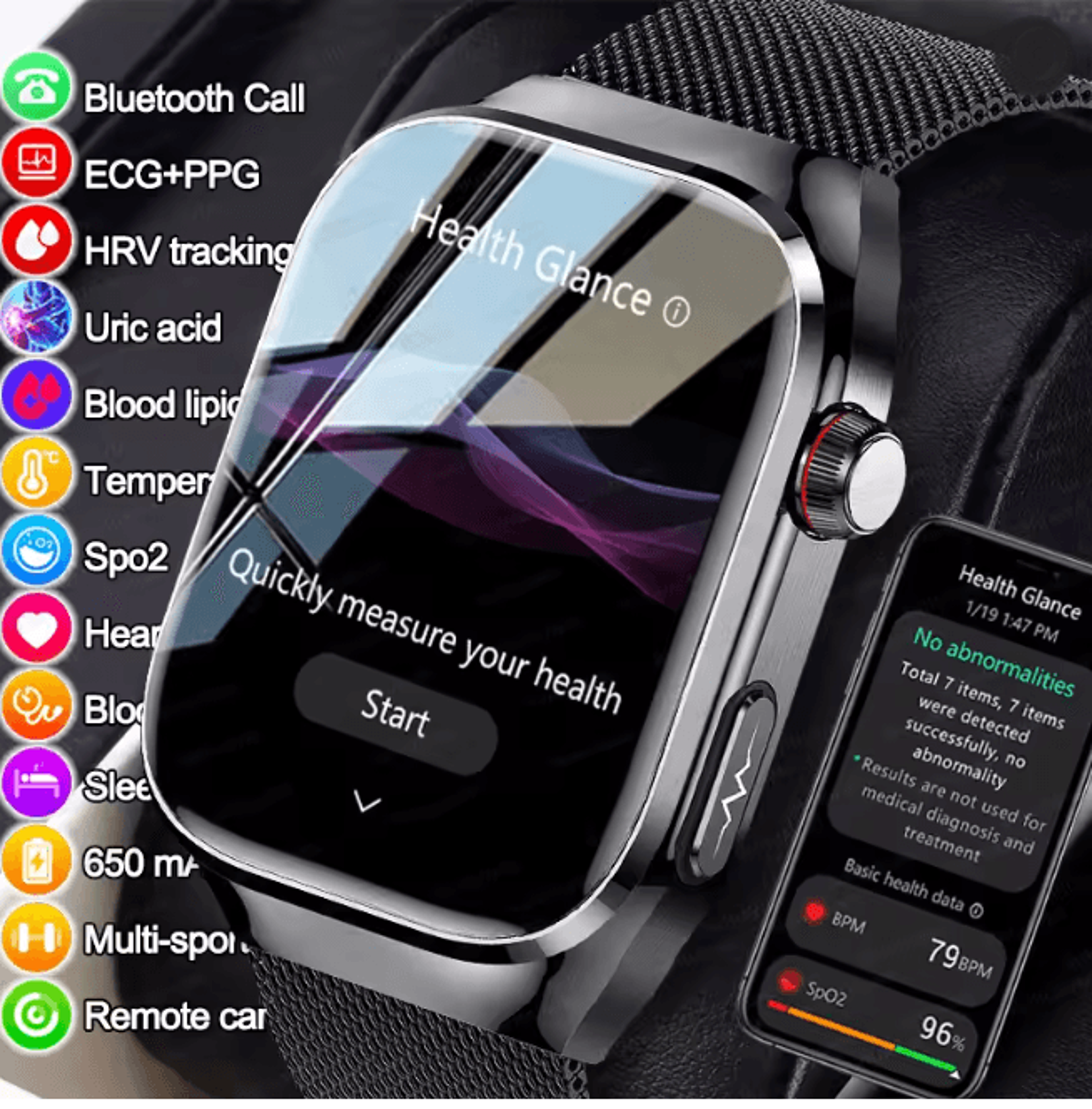 VitalScan Pro Health Monitoring Smart Watch With Bluetooth Calling 0