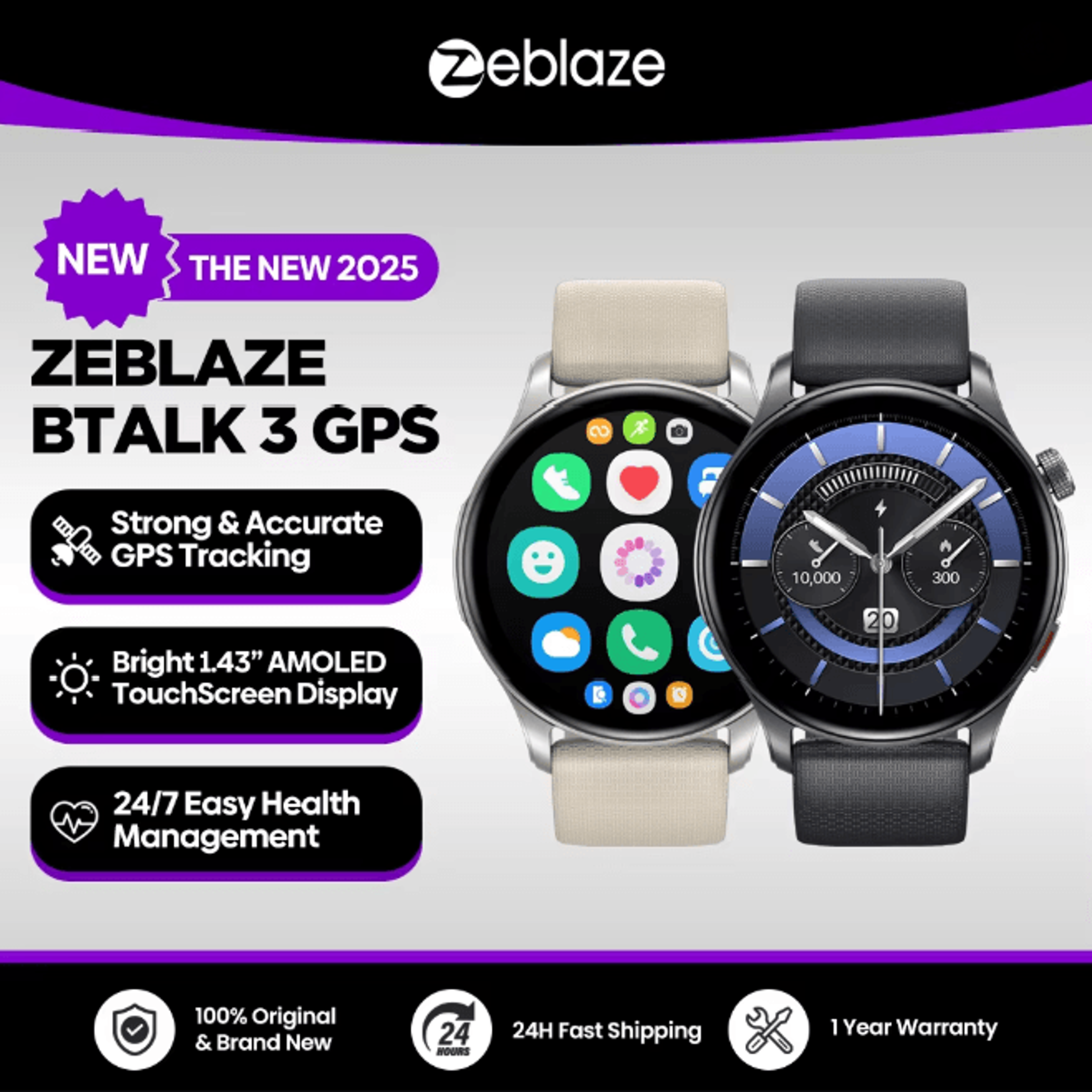 Zeblaze Btalk 3 GPS Smartwatch With AMOLED Display And Bluetooth Calling 0
