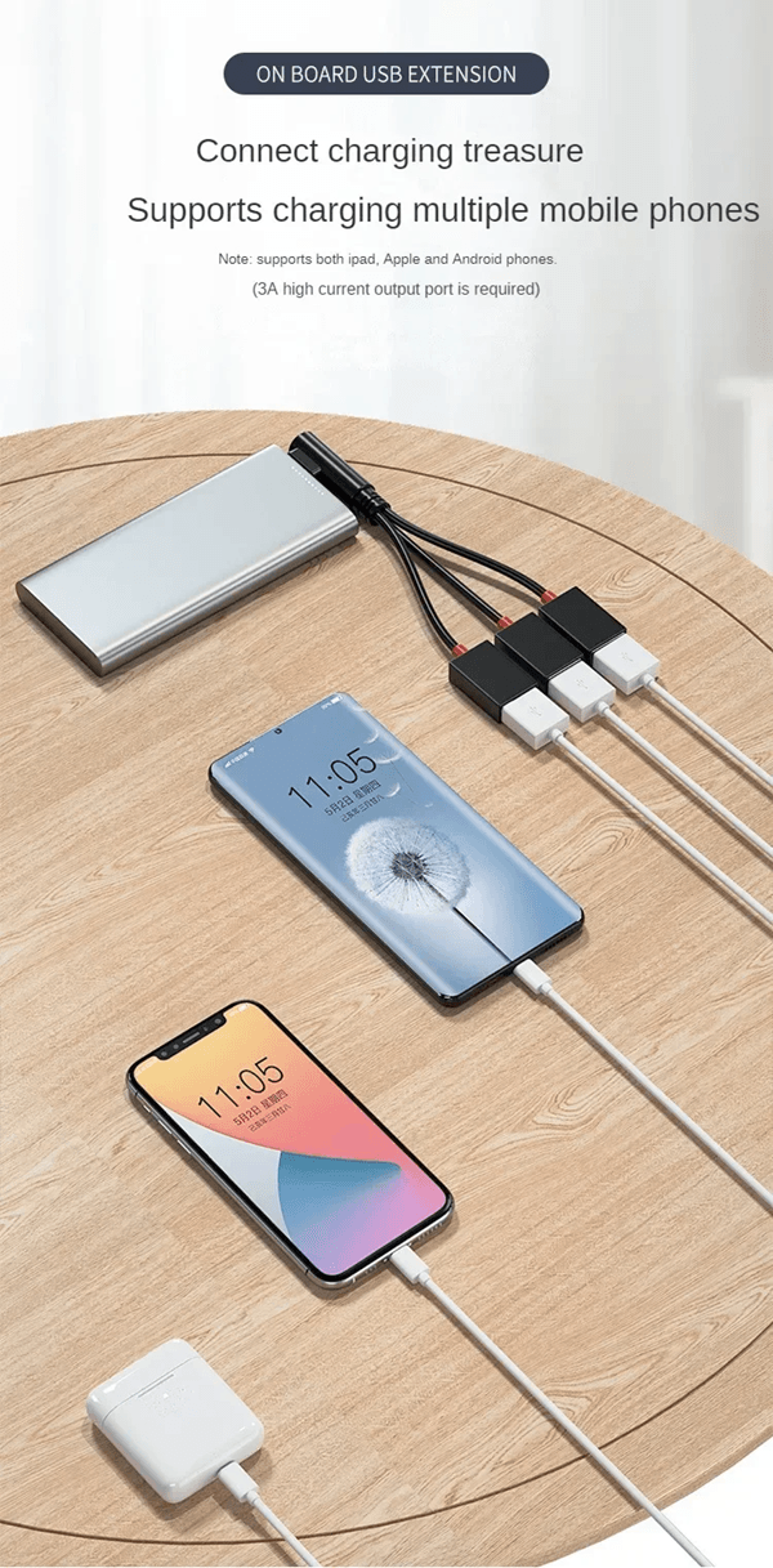 2 Port Car USB Splitter Cable Fast Charging Adapter 0