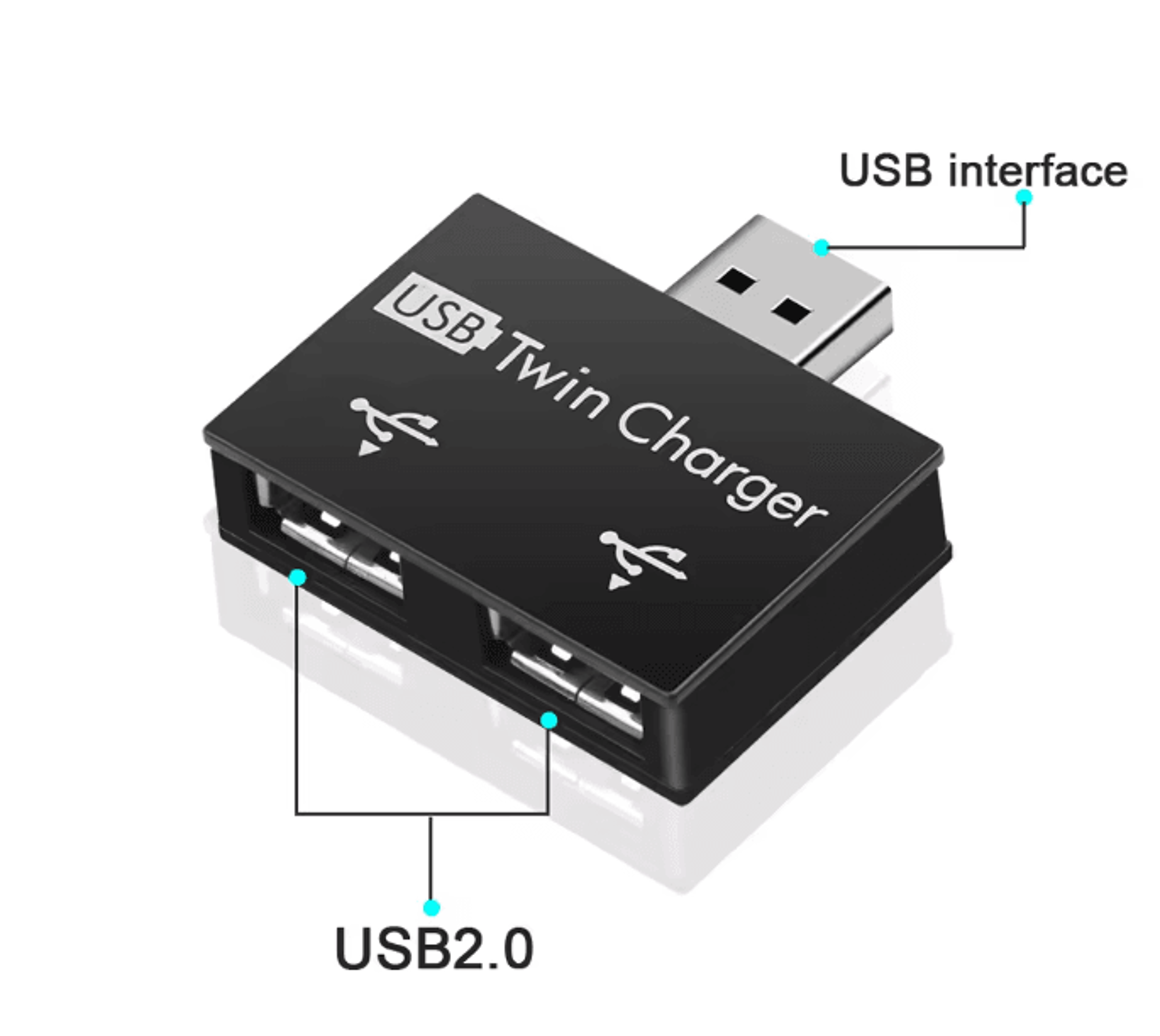 Dual Port USB Hub Adapter USB Splitter For Laptop And Phone 2