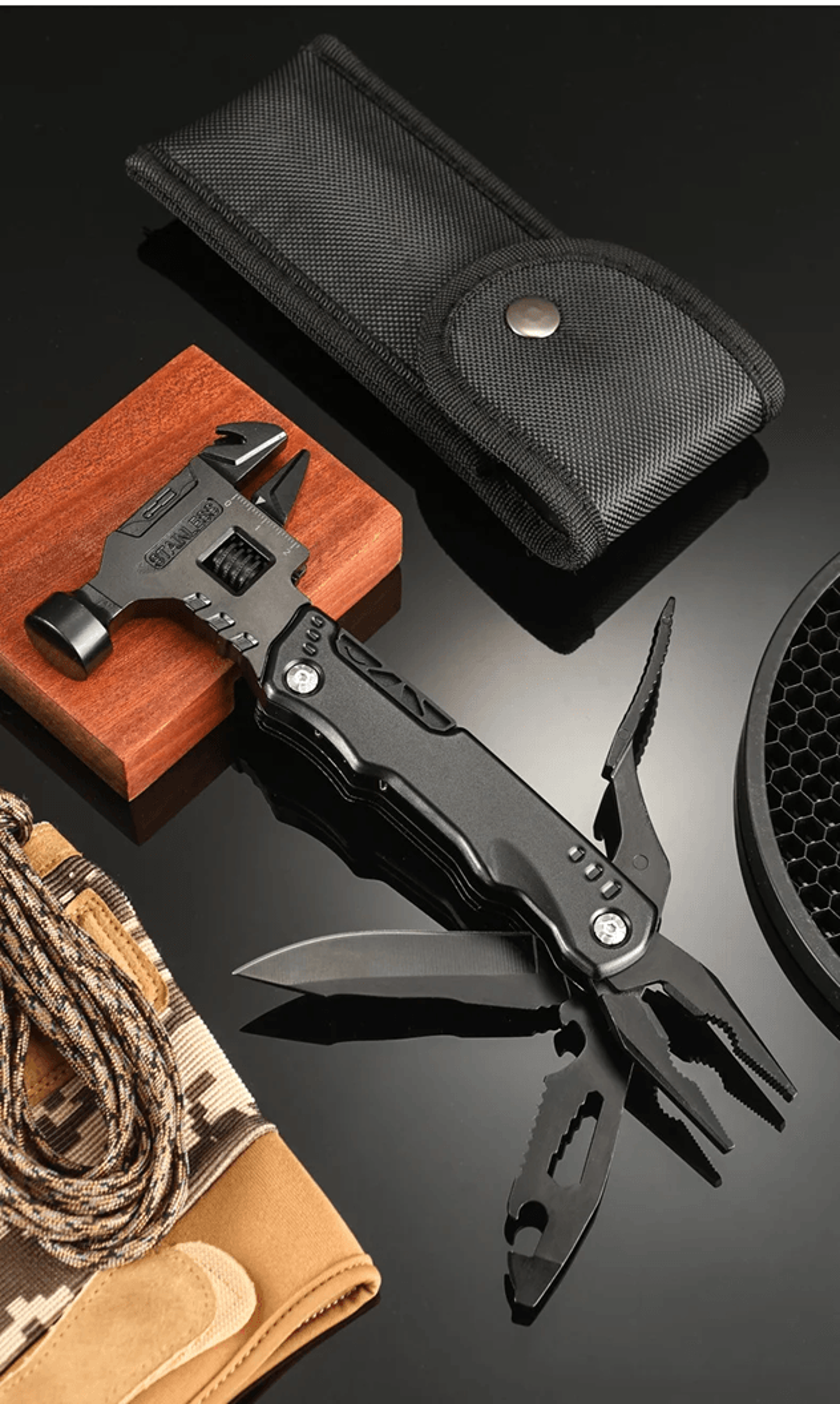 Multifunctional Camping Survival Multi Tool Hammer Wrench Knife 3