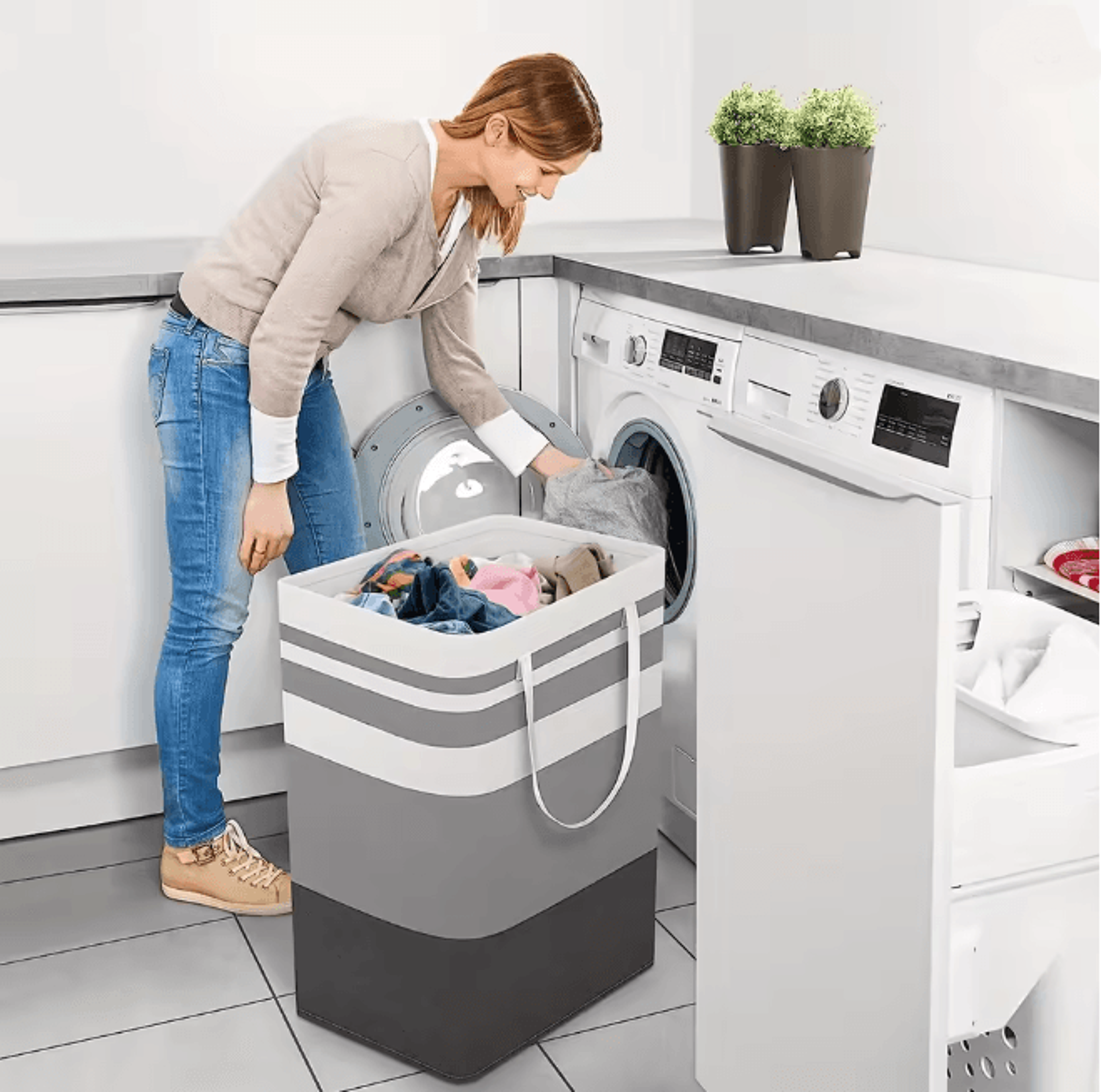 75L Large Laundry Hamper Basket With Handles Durable Clothes Storage Bag 0