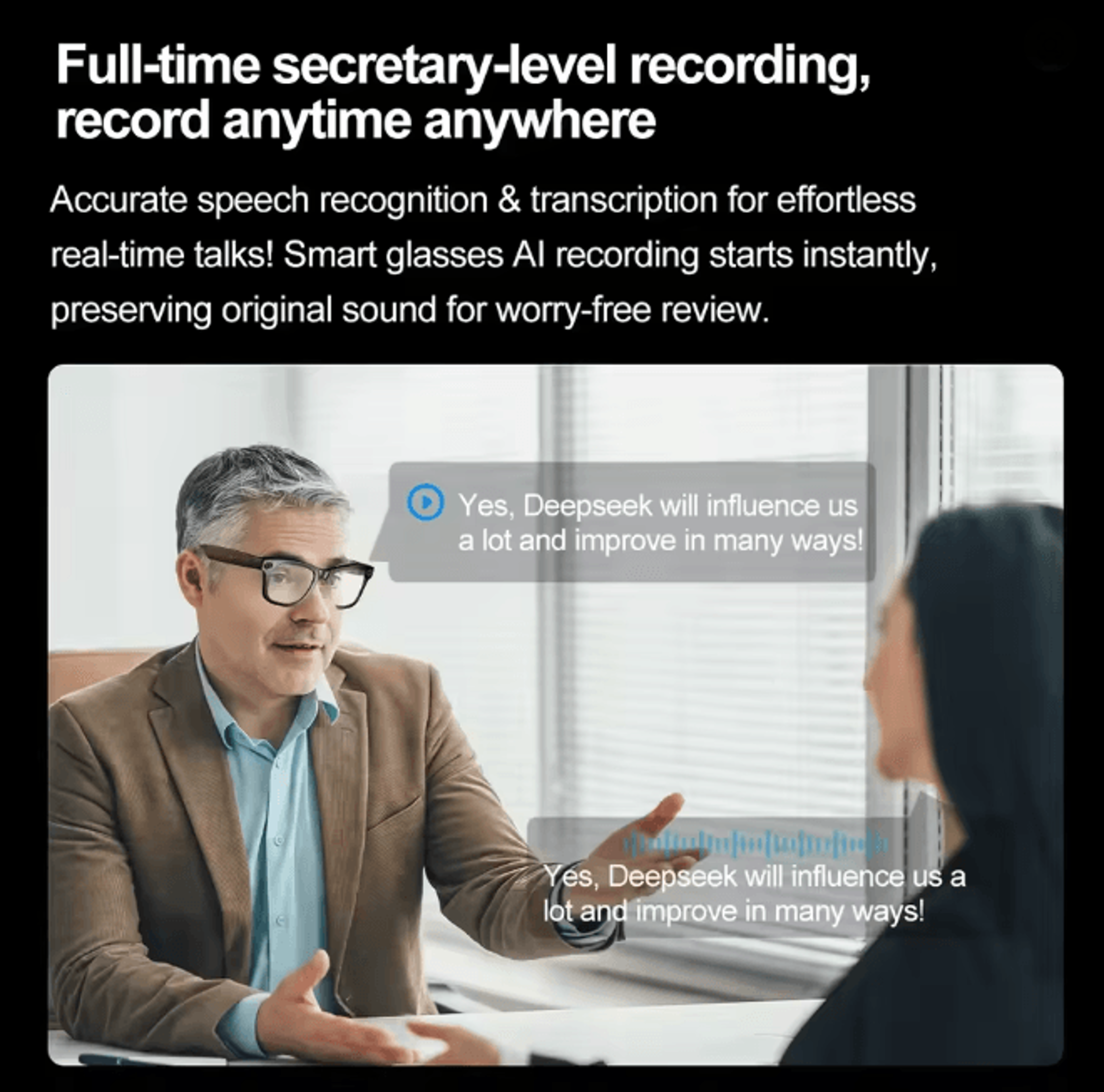 VisionPro AI Camera Smart Glasses With Translation And Call Function 2