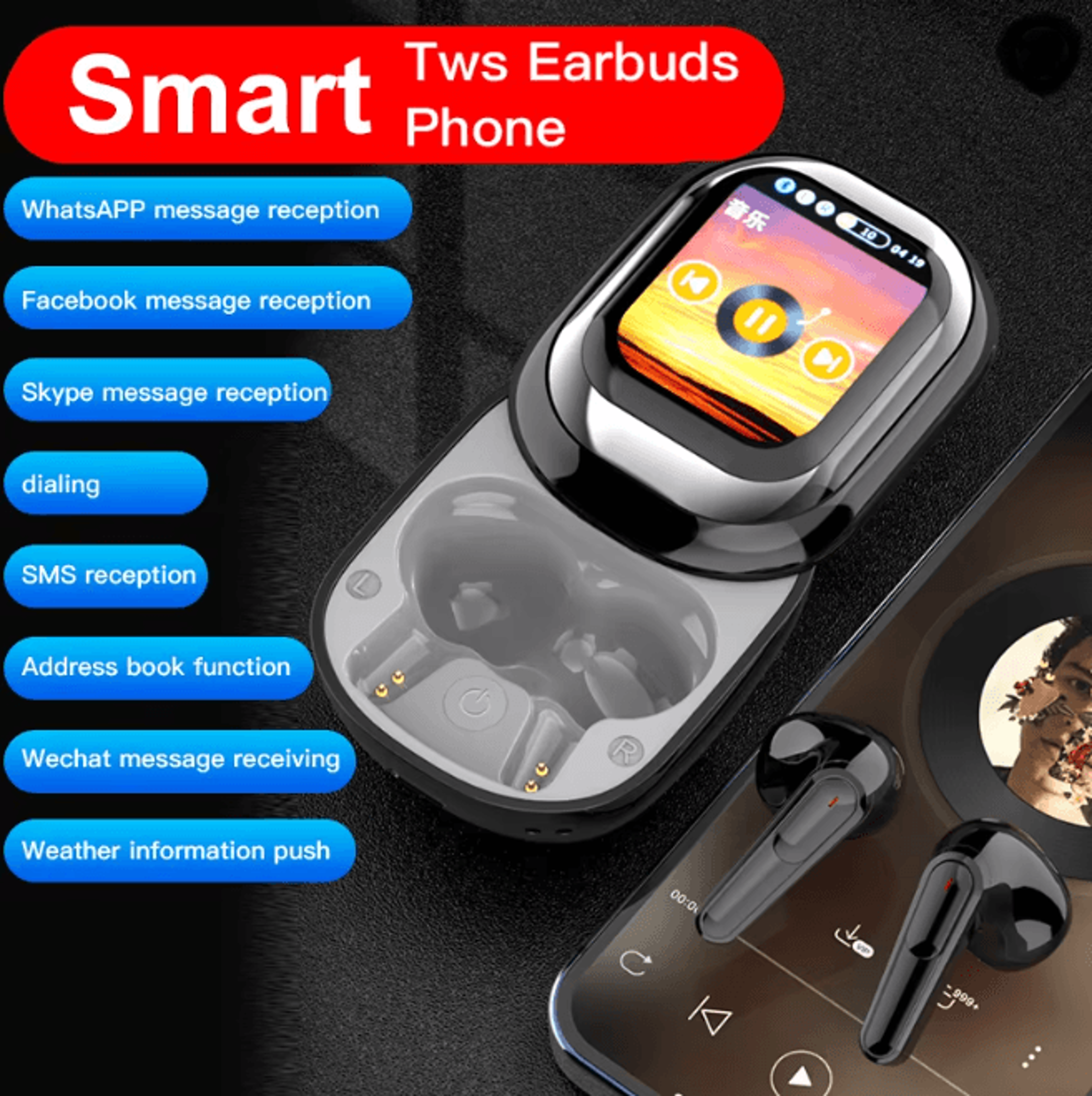 SE ONE Smart Touch Screen Wireless Earbuds With LED Display Case 4