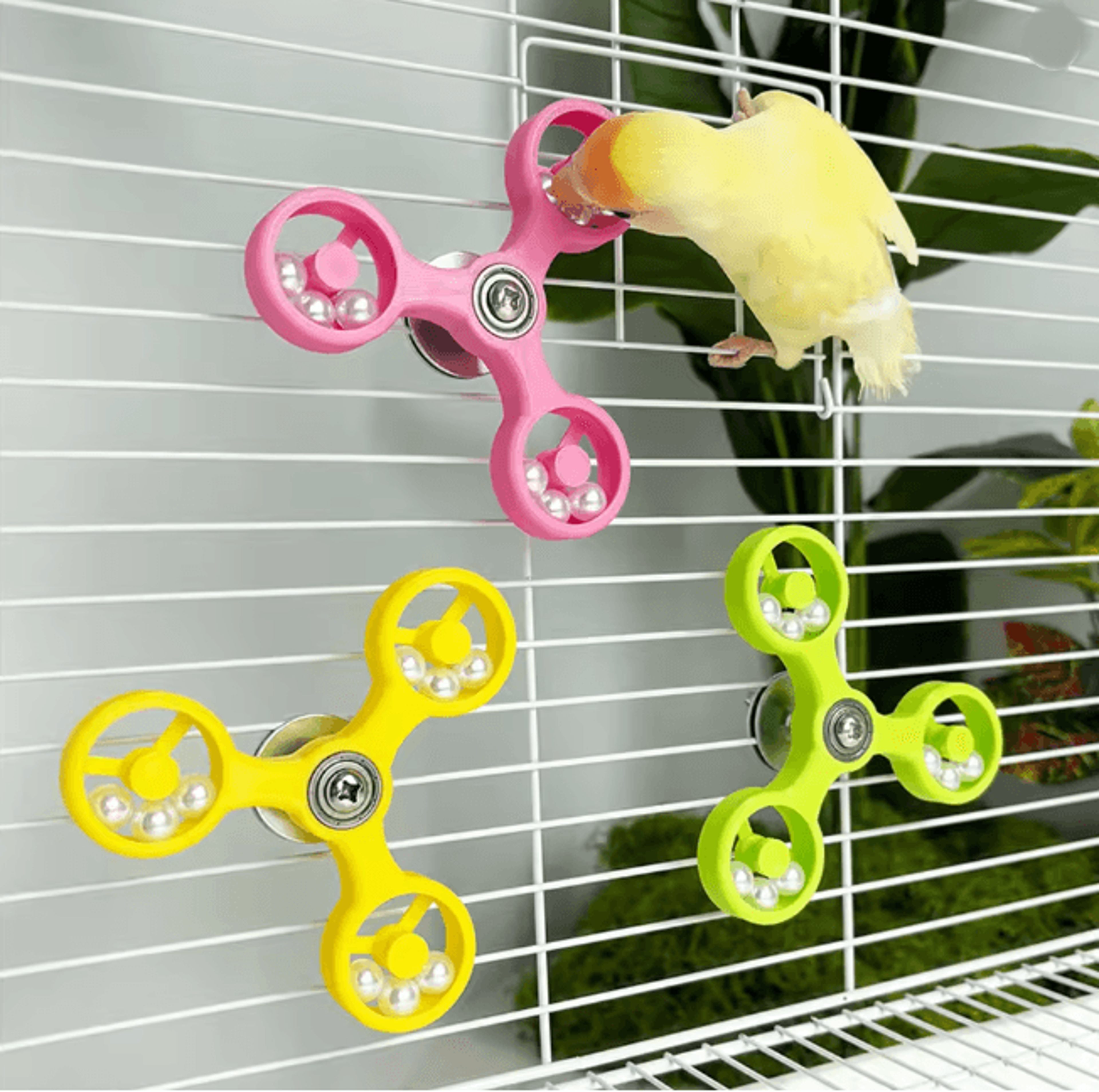 Interactive Rotating Parrot Toy For Bird Cage Mental Stimulation 2