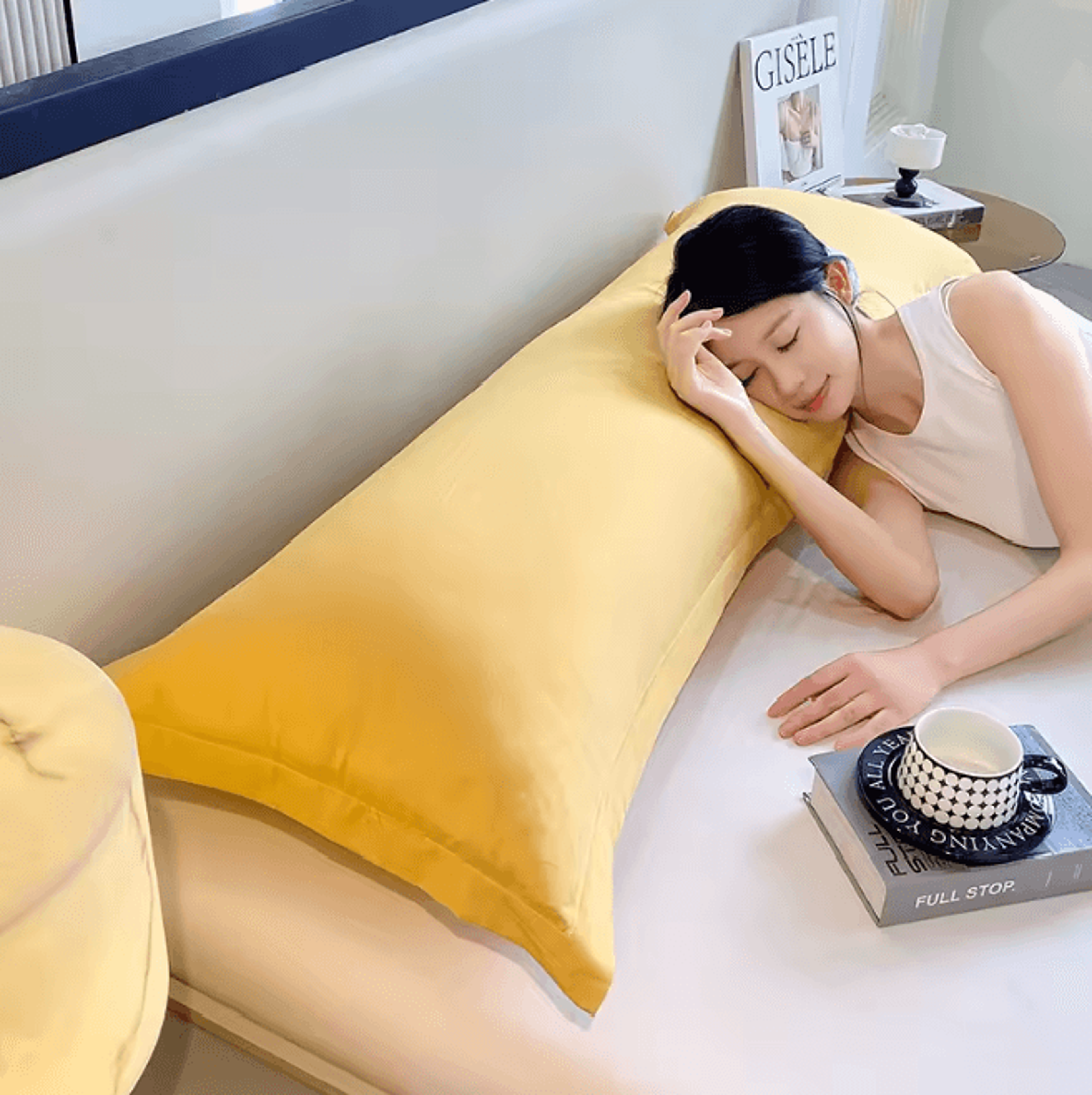 Ultra Soft Washed Long Body Pillowcase For Couples Extra Long Solid Color Pillow Cover 4