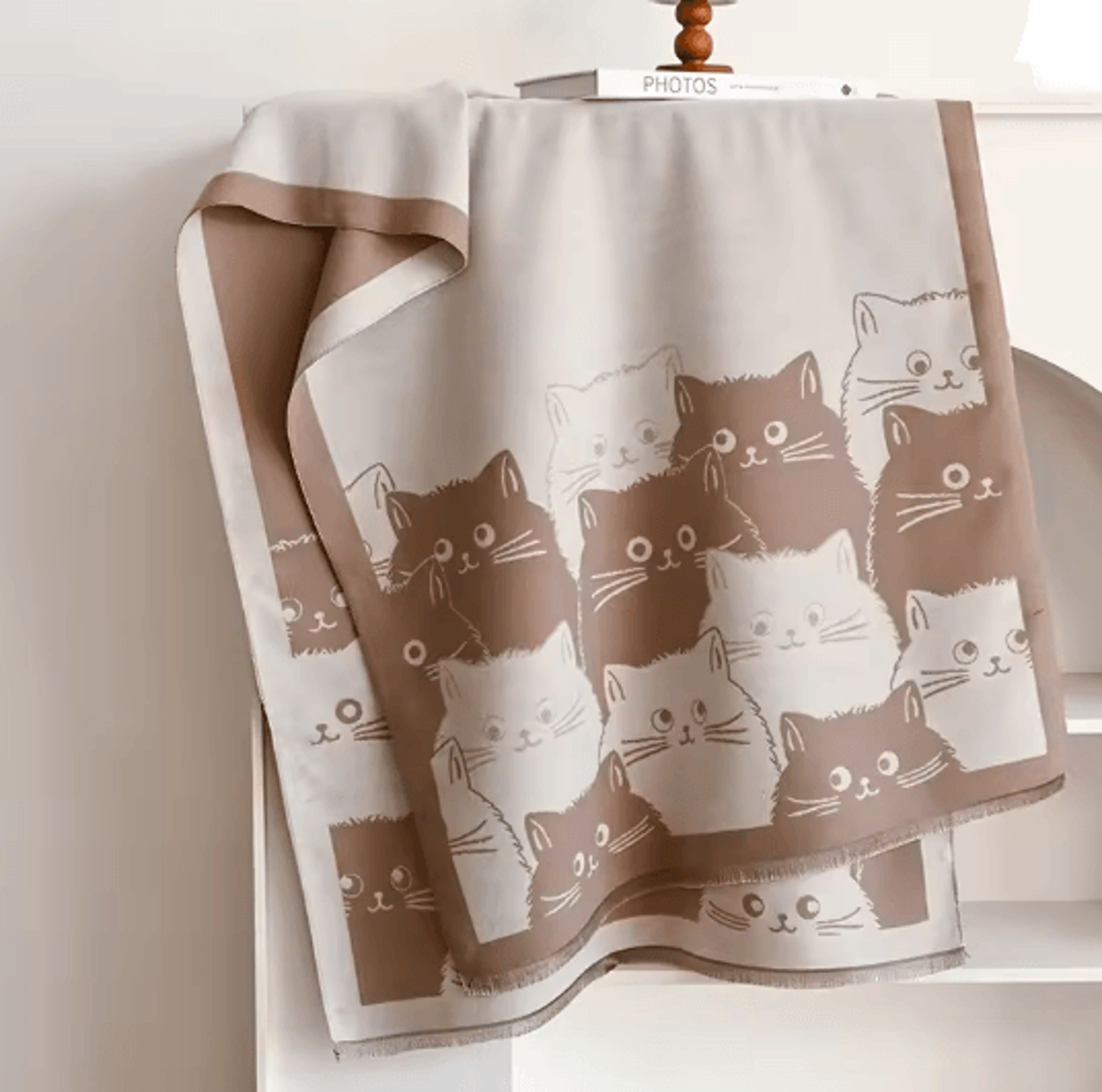 Cute Cat Jacquard Pashmina Cashmere Scarf For Women Winter Blanket Shawl 9