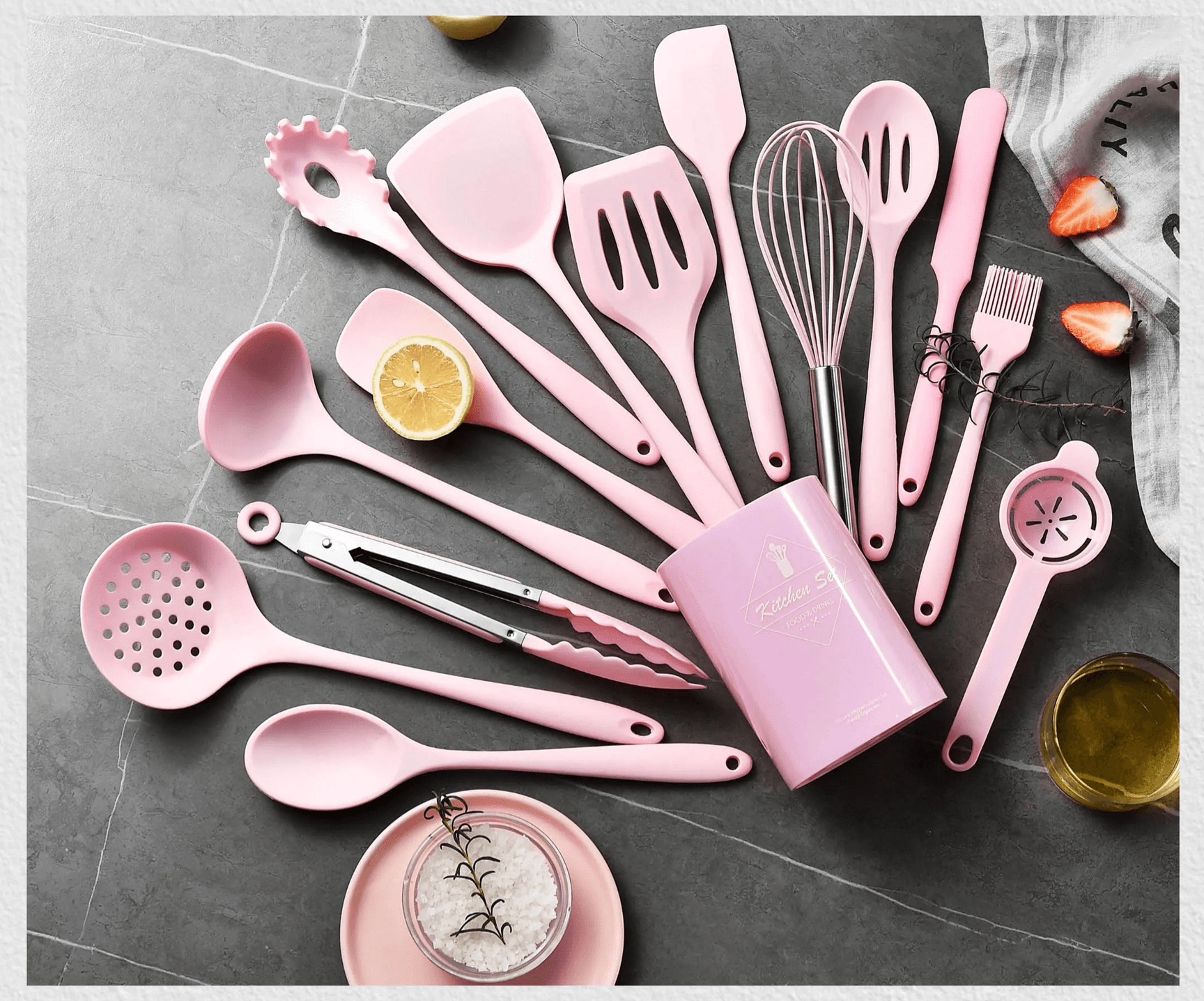 15 Piece Khaki Silicone Kitchen Utensils Set Non Stick Cooking Tools 4