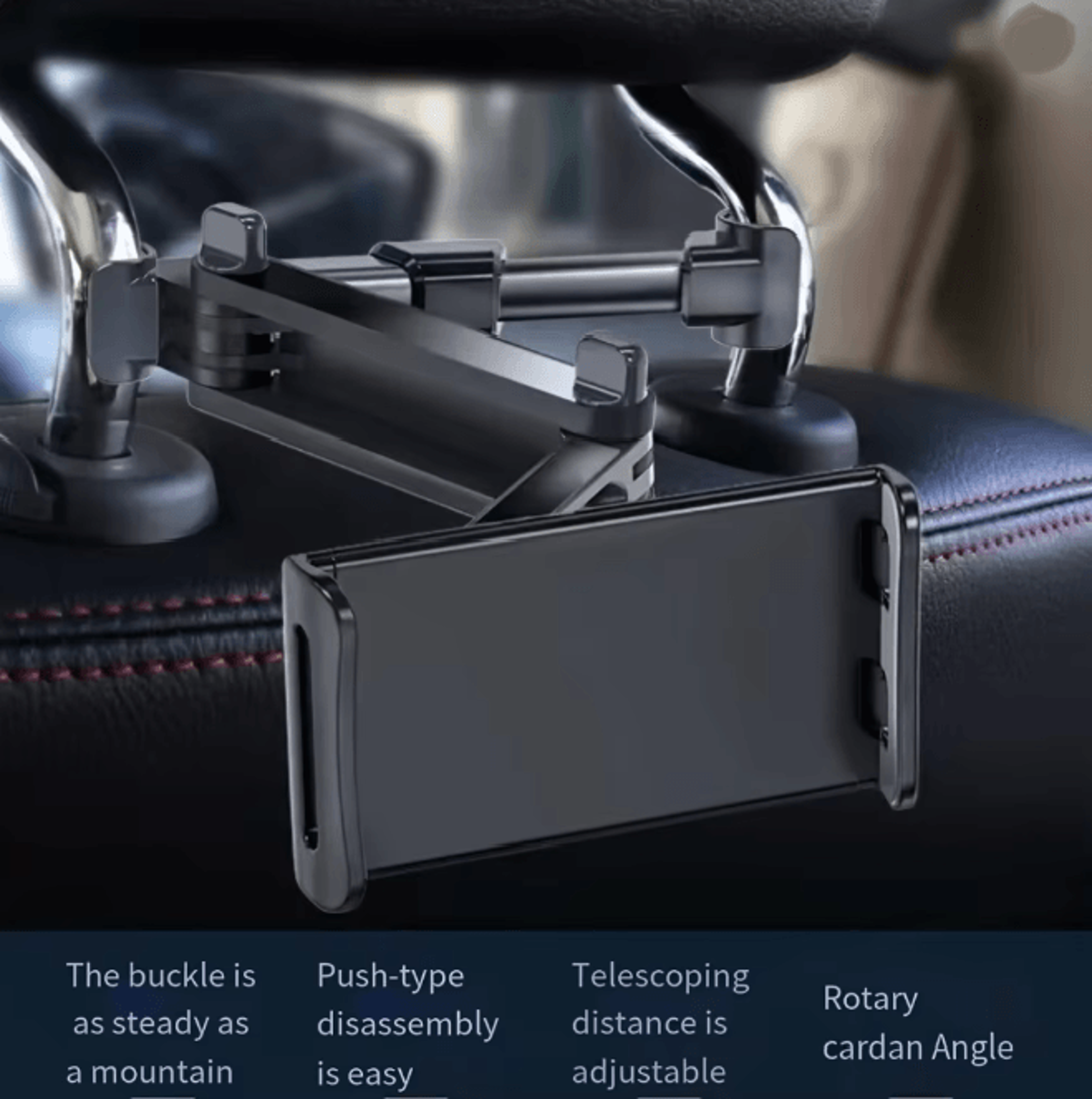 Car Headrest Tablet Holder Adjustable Backseat Tablet Mount For IPad And Smartphones 2