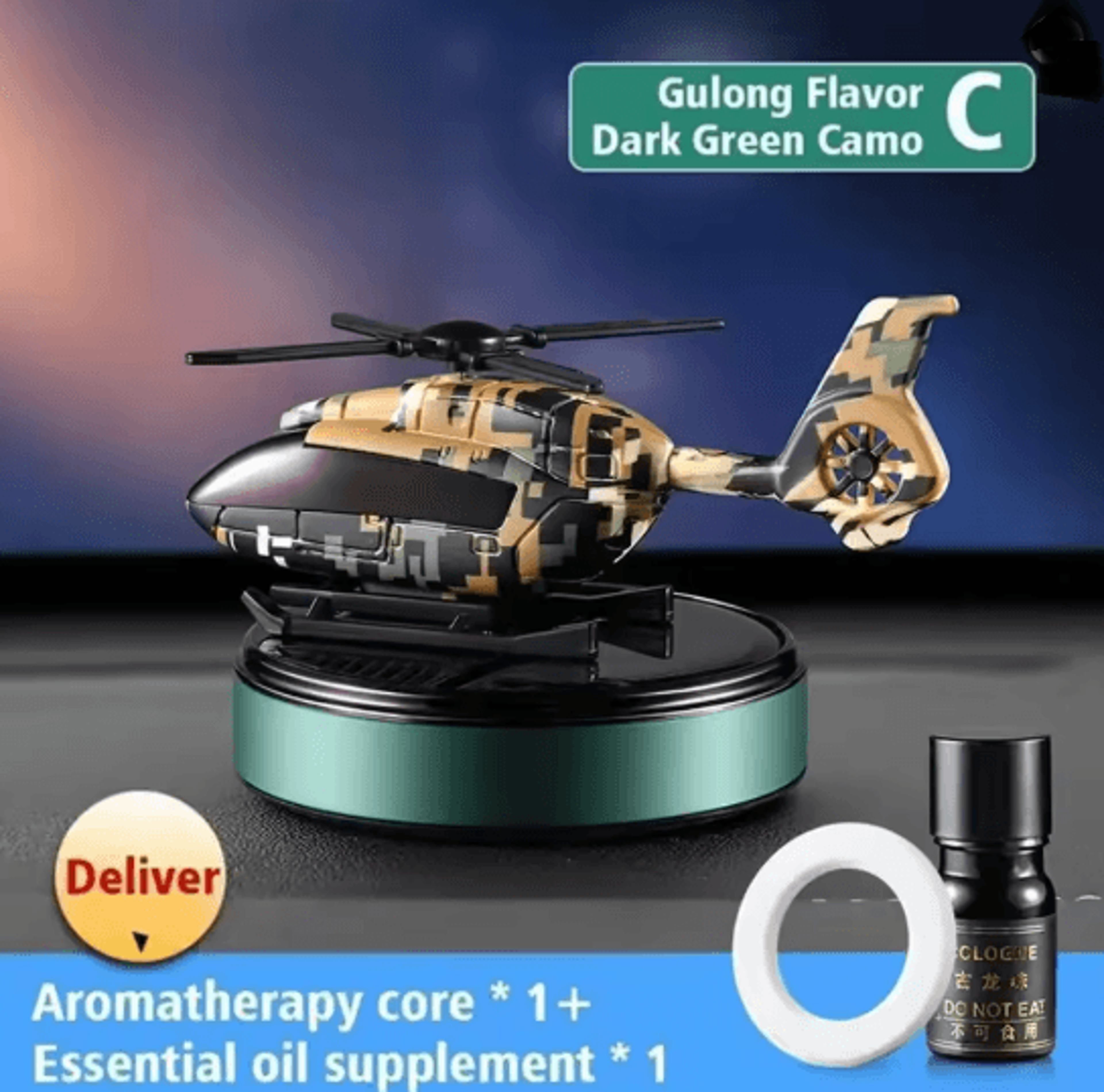 Solar Spin Helicopter Car Air Freshener Diffuser 4