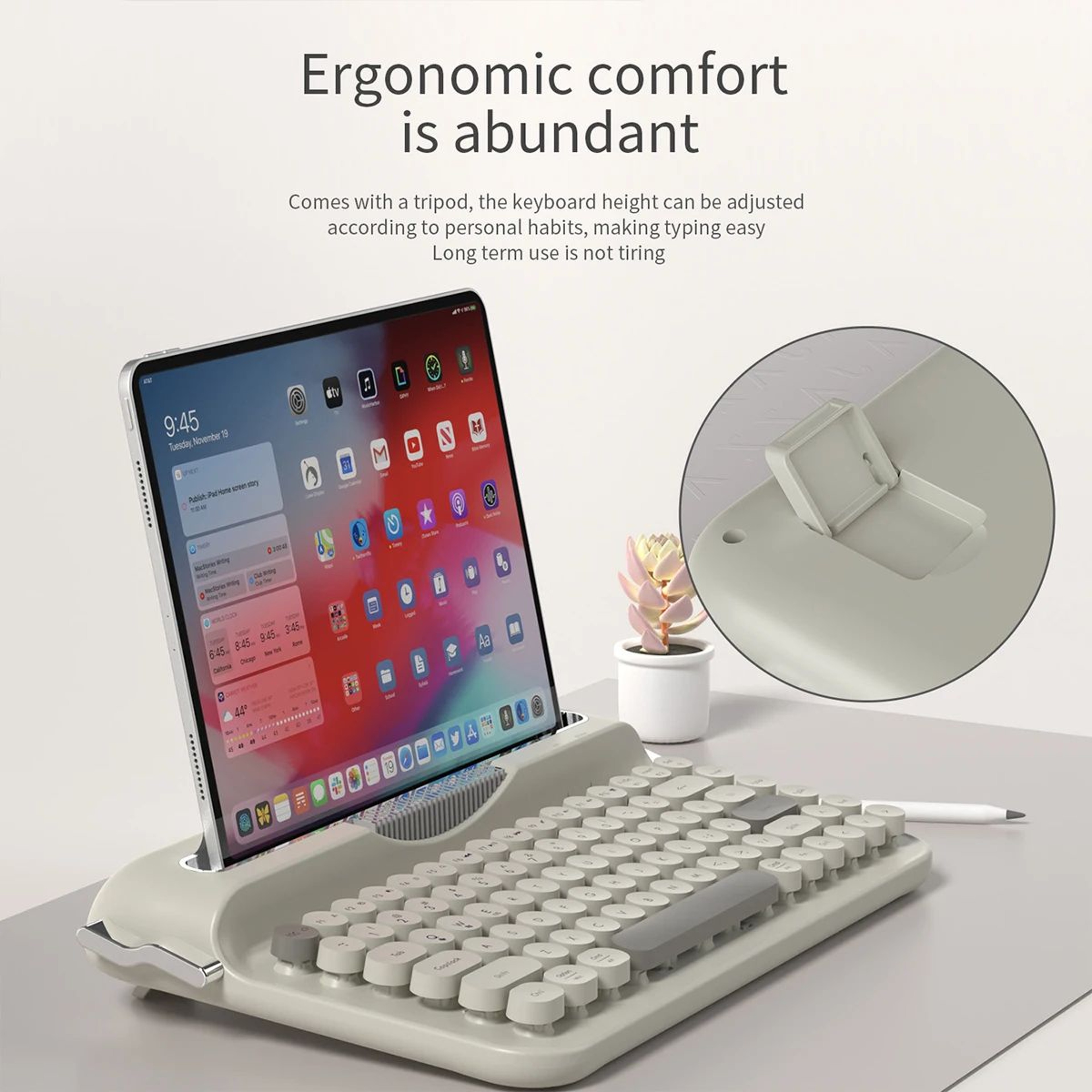 Retro Wireless Typewriter Keyboard With Round Keycaps 5