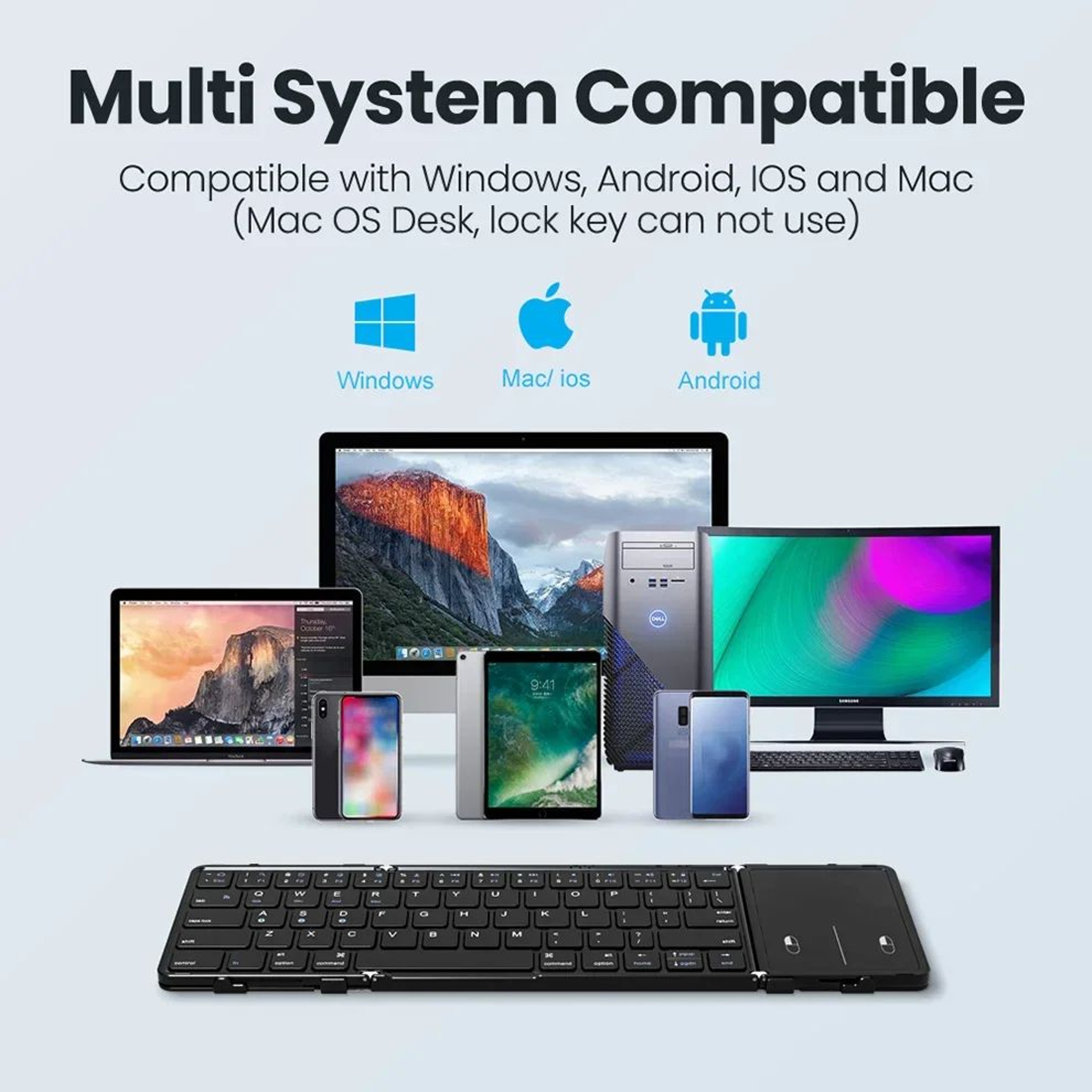 Foldable Wireless Bluetooth Keyboard Portable Travel Keyboard 5