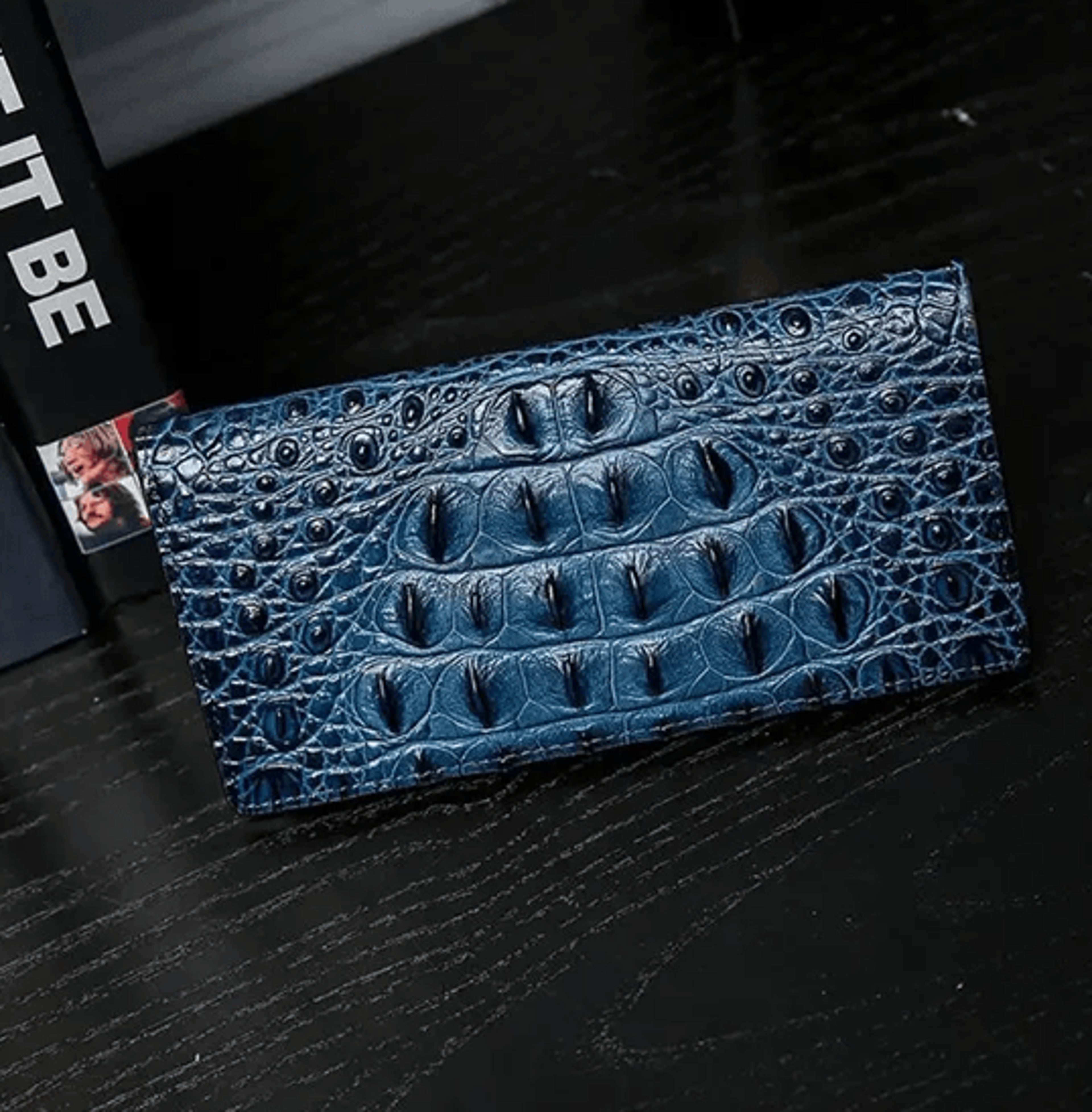 Mens Slim Leather Wallet With Crocodile Texture Business Card Holder 2