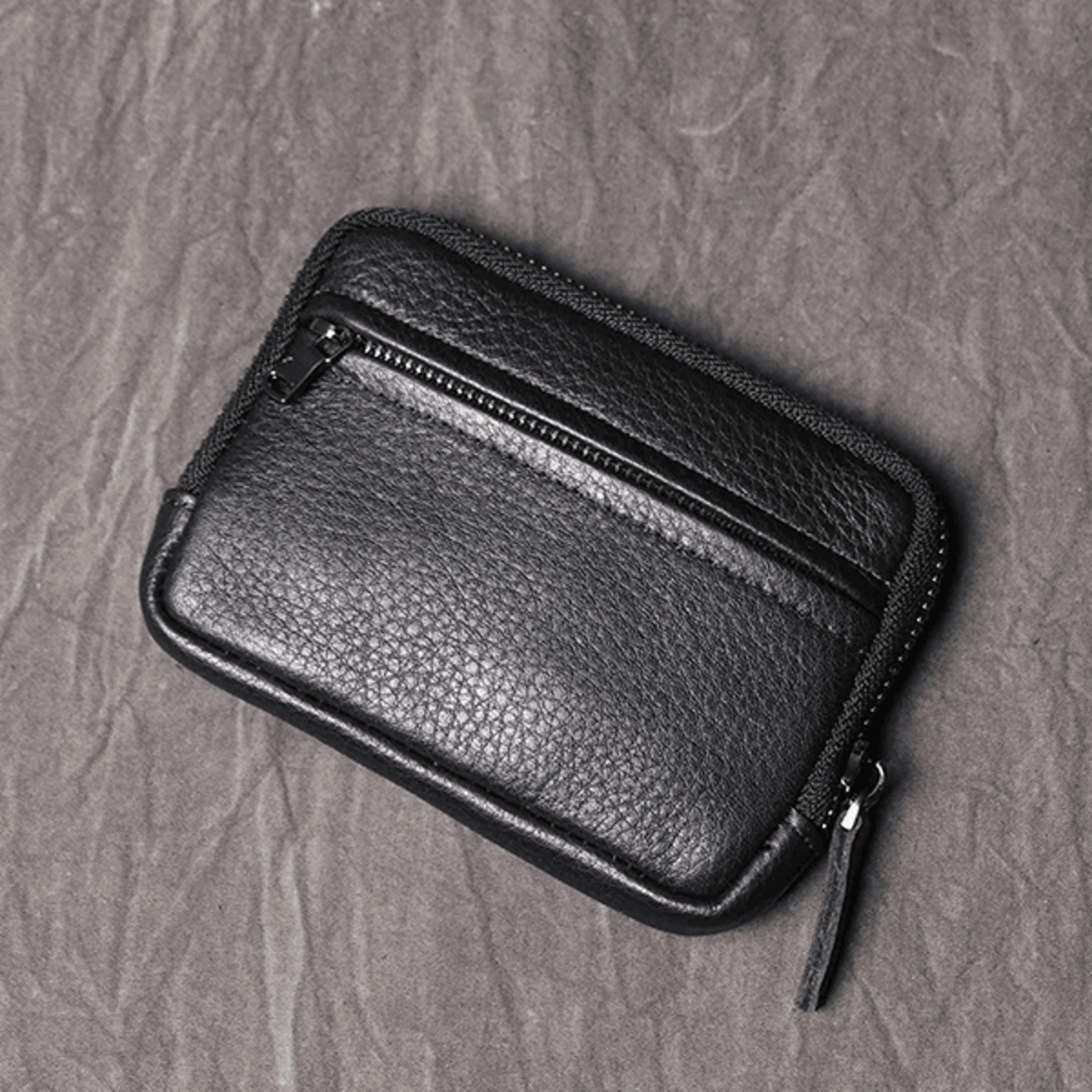 Genuine Leather Mini Zipper Wallet Coin Purse And Key Holder 1