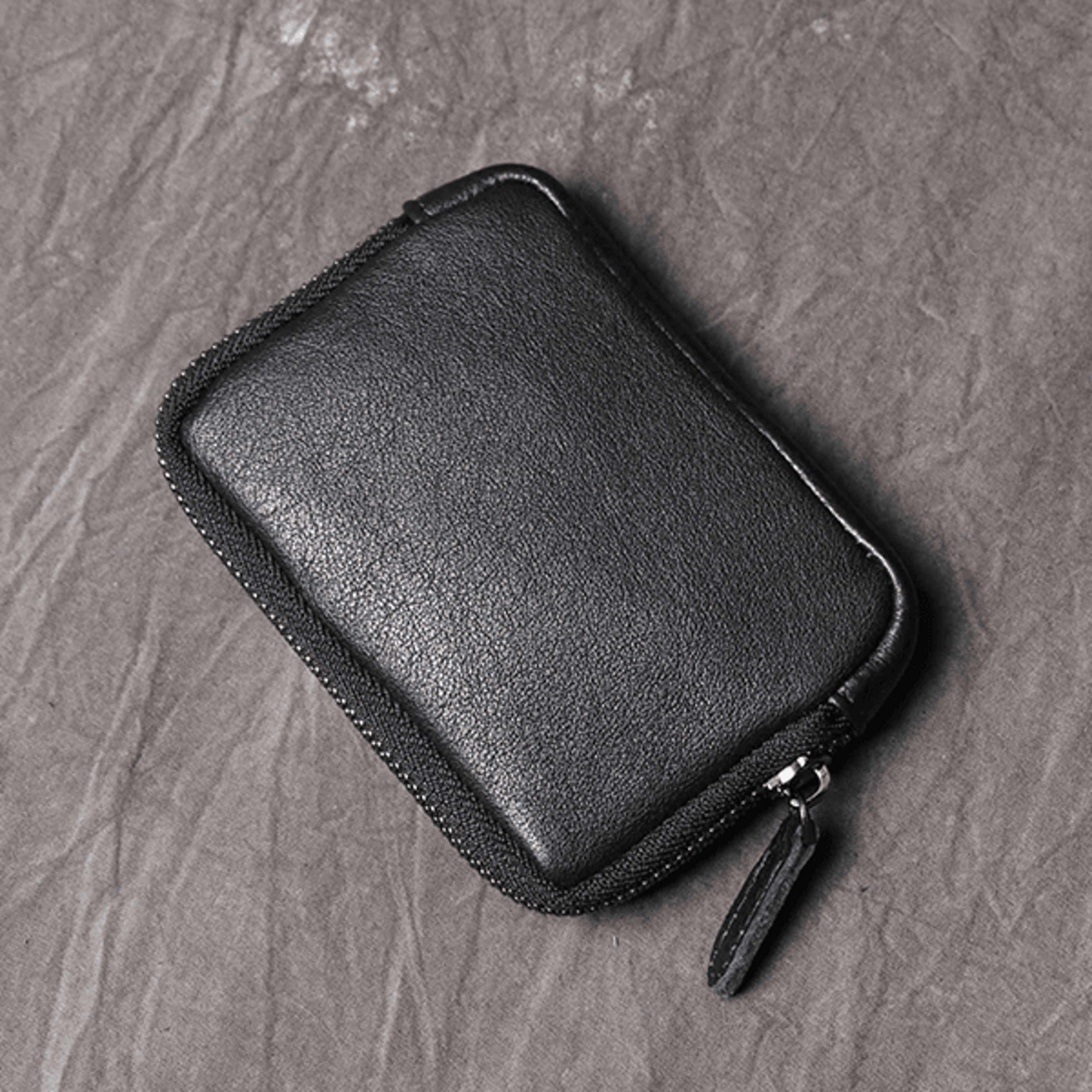 Genuine Leather Mini Zipper Wallet Coin Purse And Key Holder 2
