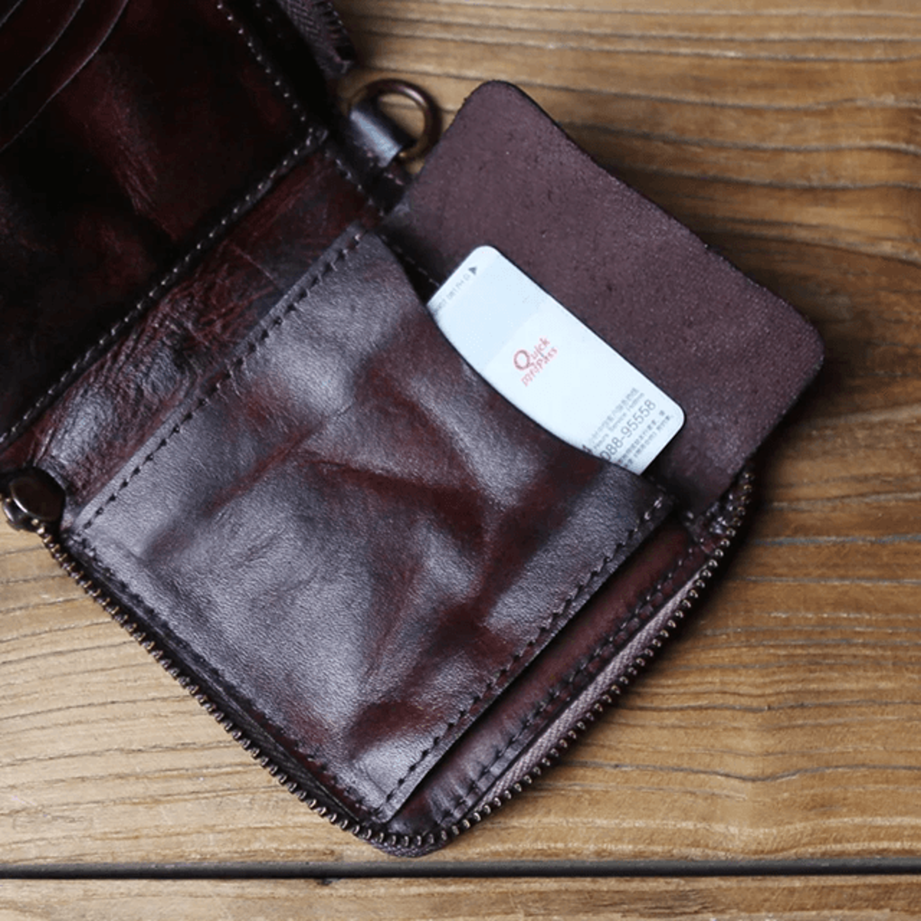 Retro Genuine Leather Coin Purse Wallet With Card Holder And Zipper 0
