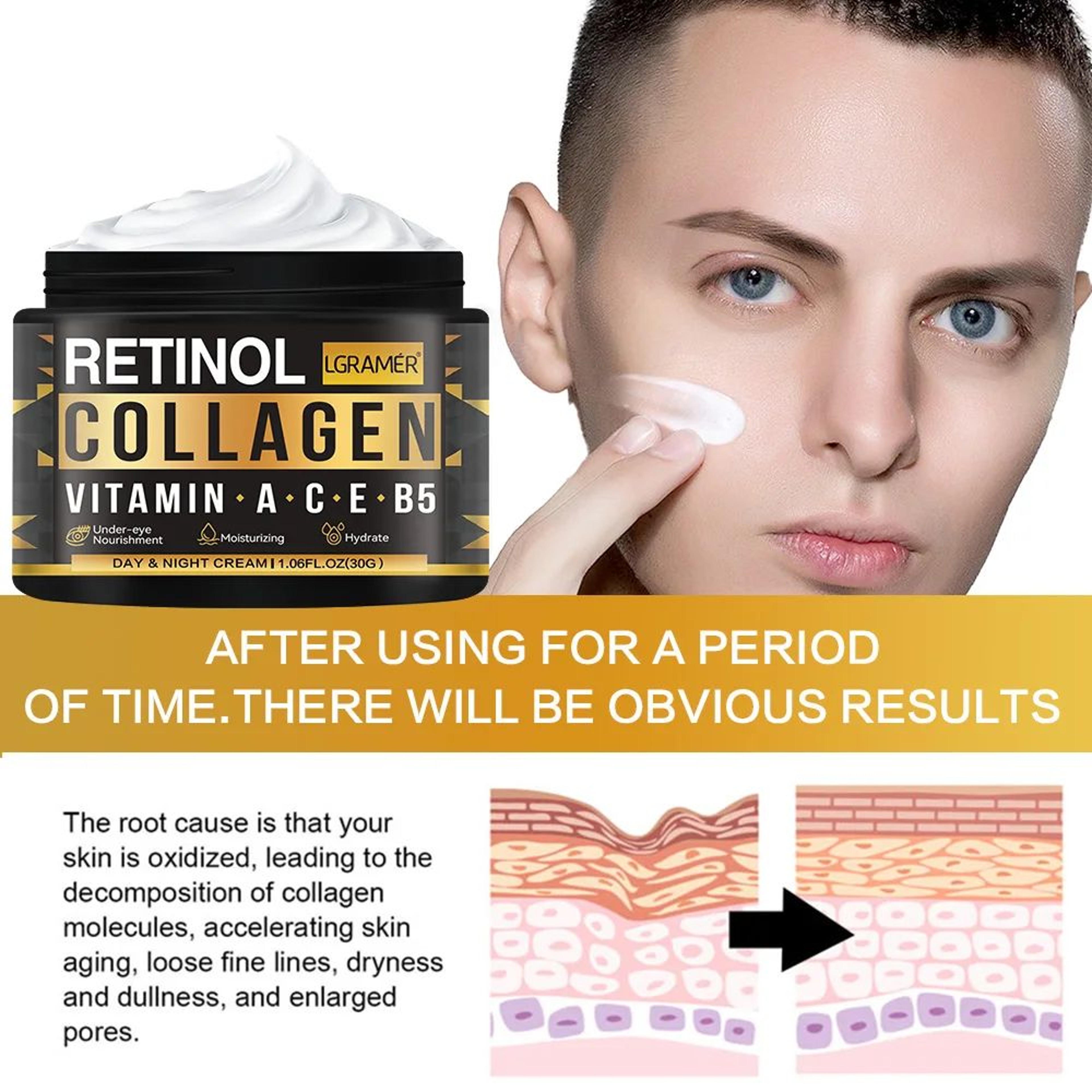 Mens Retinol Collagen Face Cream Anti Aging Moisturizing Skin Care 2
