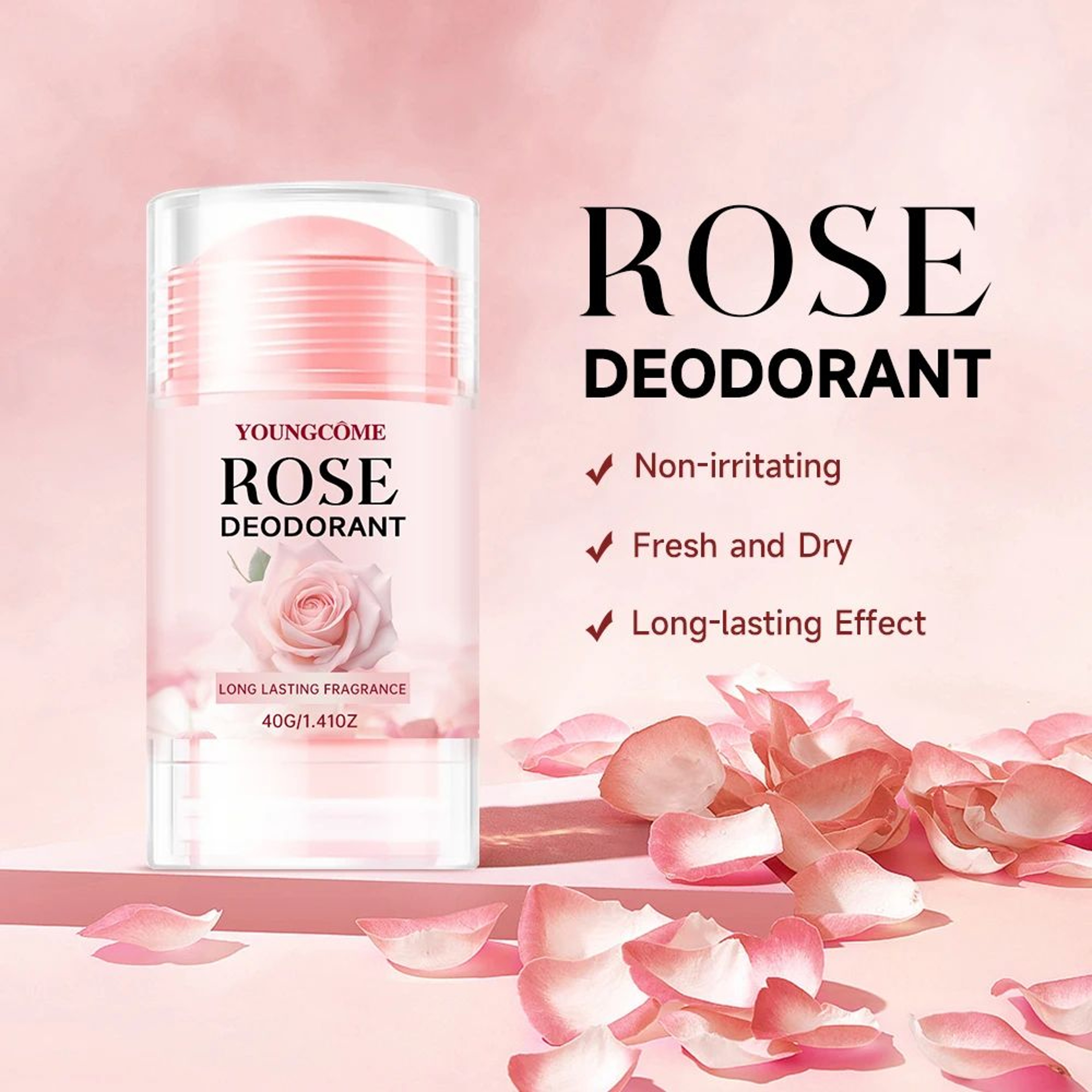 Pink Rose Deodorant Stick Long Lasting Rose Fragrance Underarm Deodorant 1