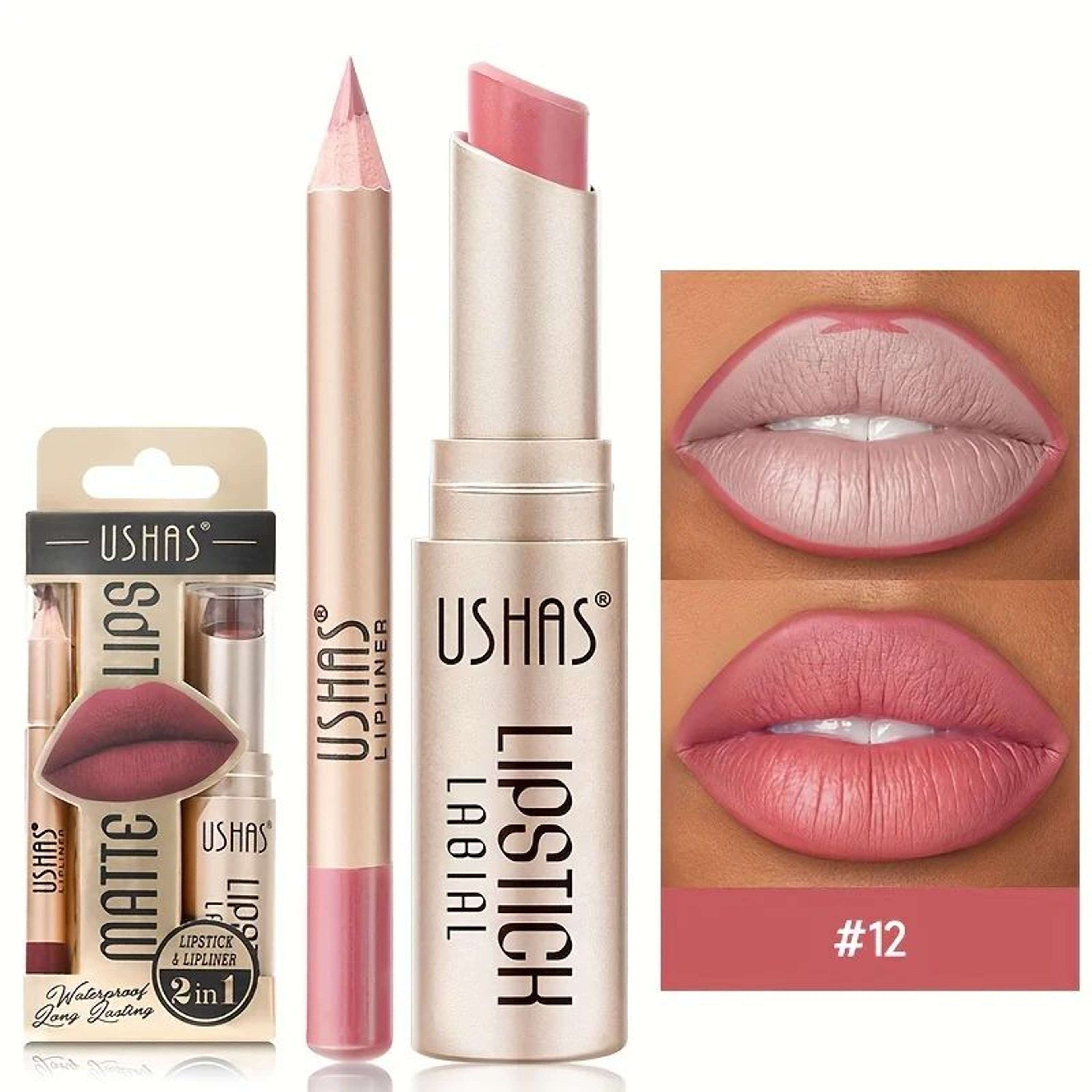 12 Color Matte Lipstick And Lip Liner Set Long Lasting Lip Makeup Kit 17