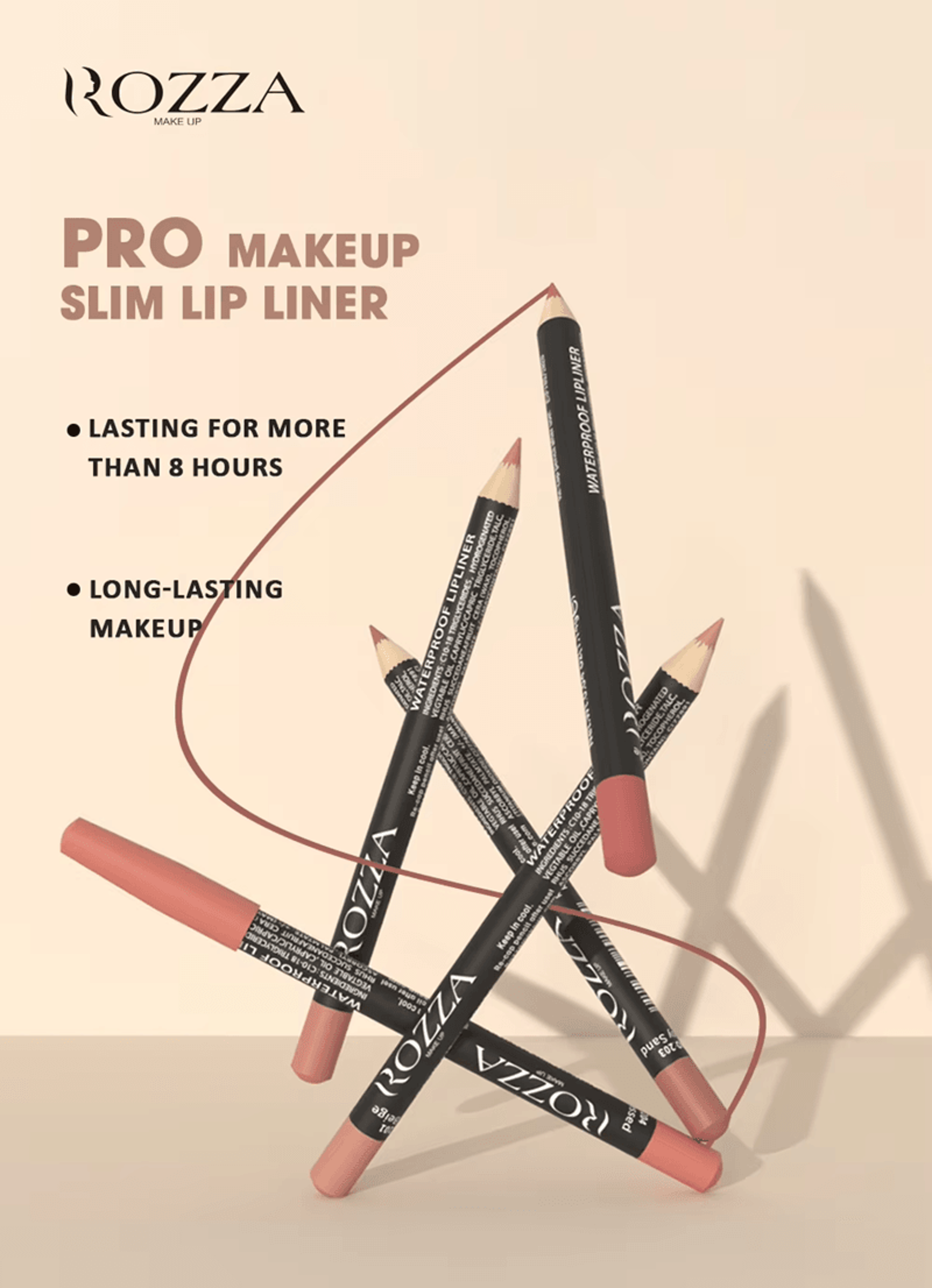Rozza Waterproof Lip Liner Pencil Set Matte Precision Lip Definer Kit 0