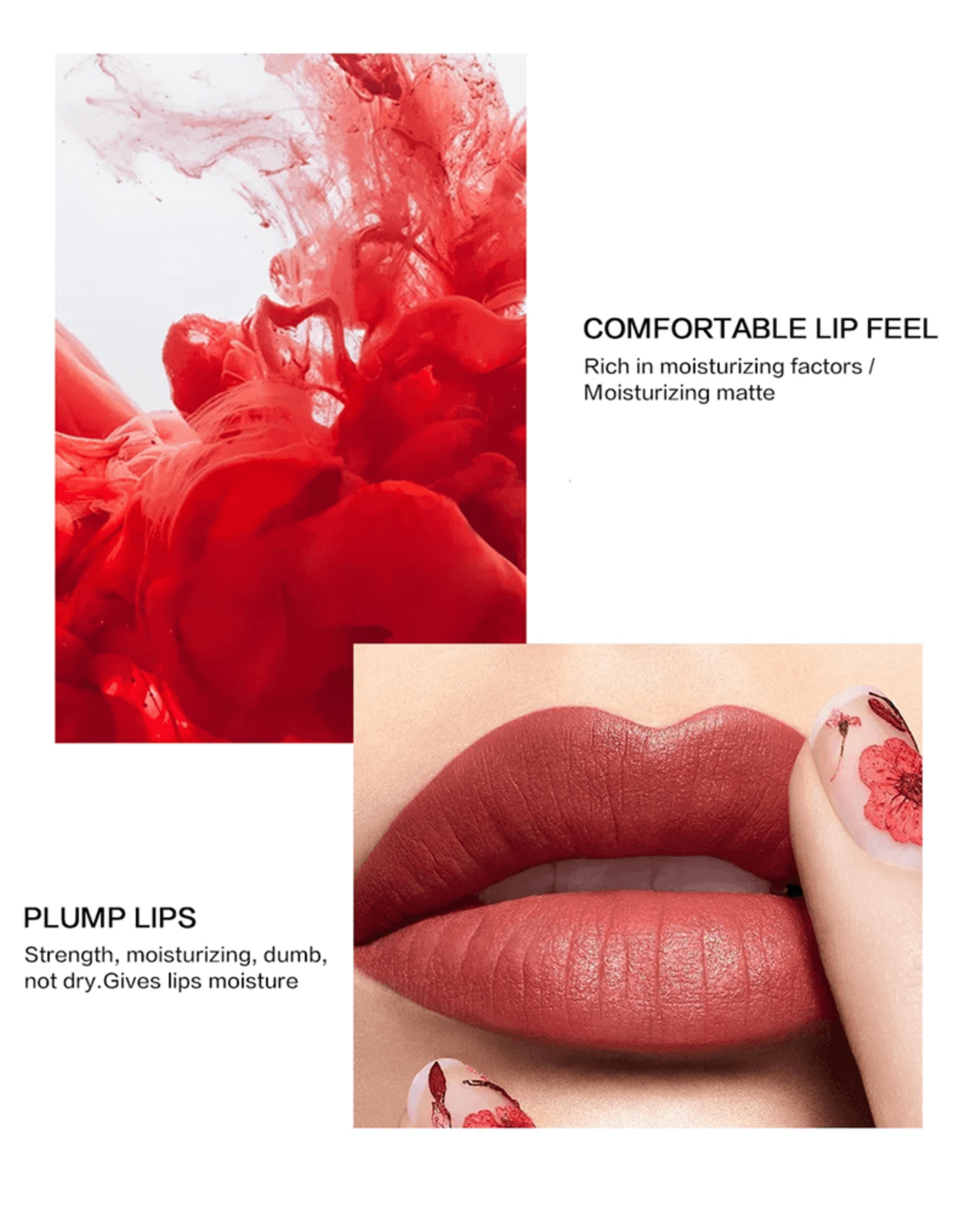 QIBEST Velvet Matte Liquid Lipstick Long Lasting Matte Lip Tint 1