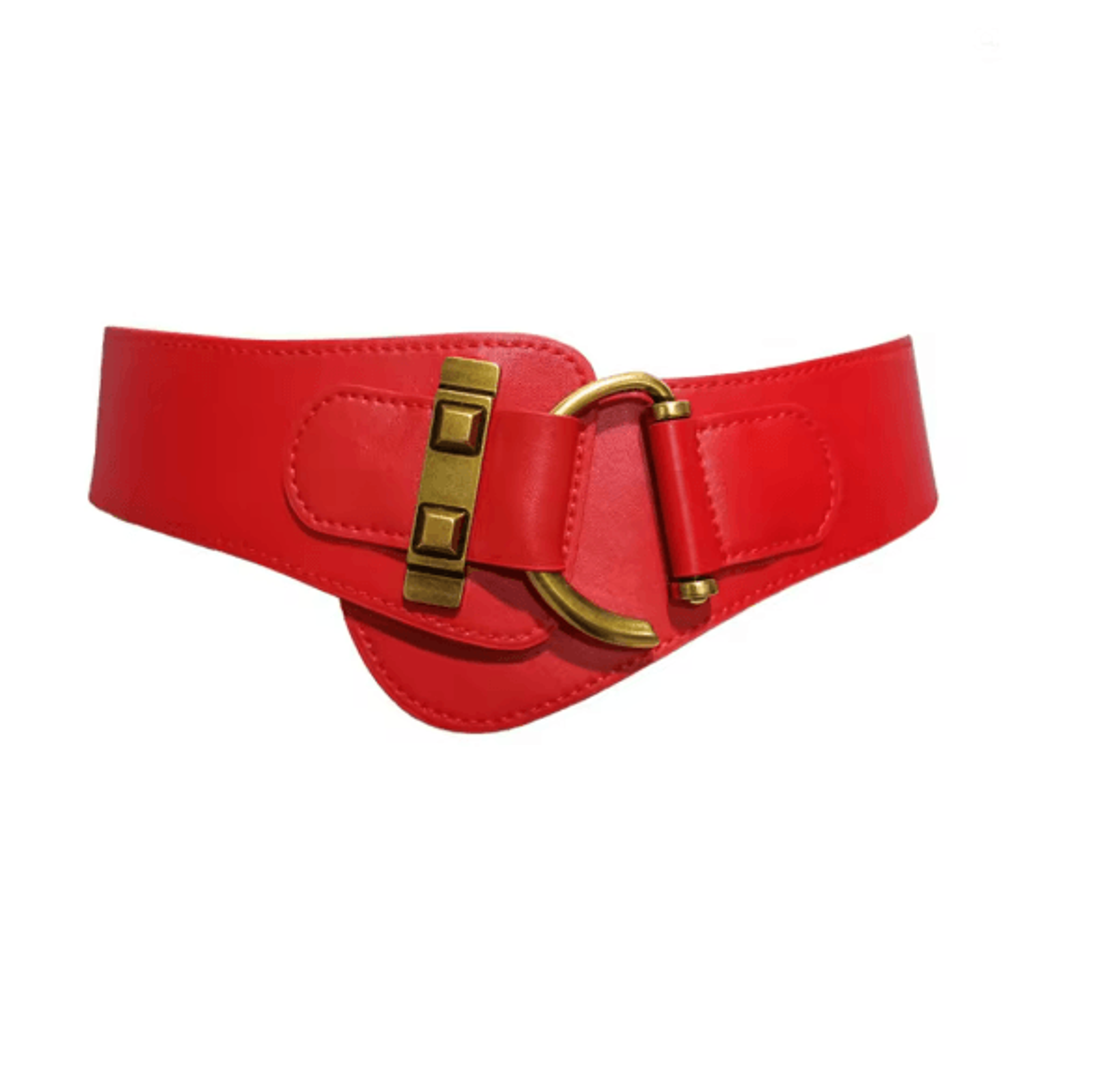 Classic Gold Buckle Leather Belt Adjustable Womens Fashion Waist Belt 3