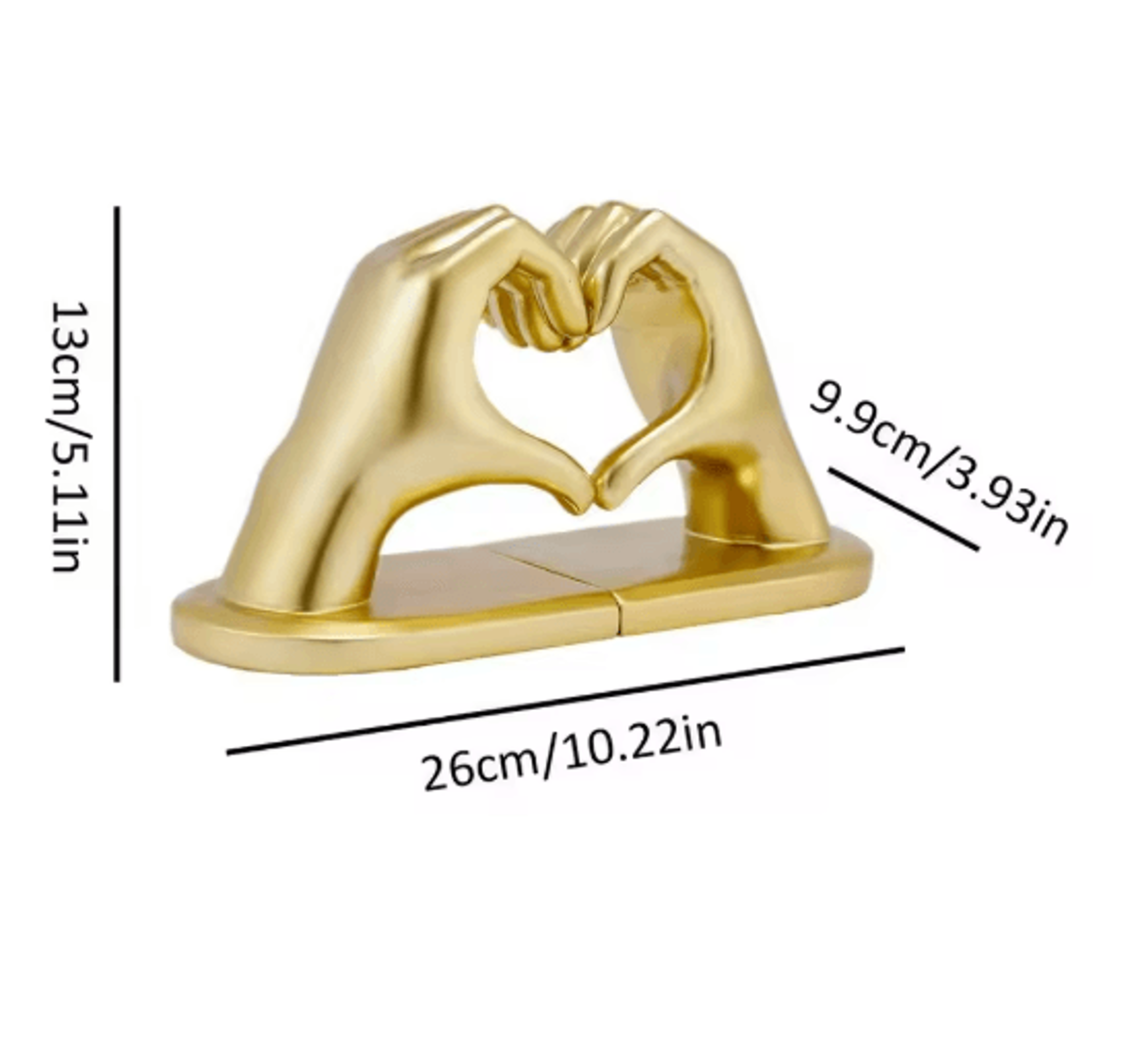 Gold Heart Hand Decorative Bookends Modern Metal Bookends For Bookshelf 3