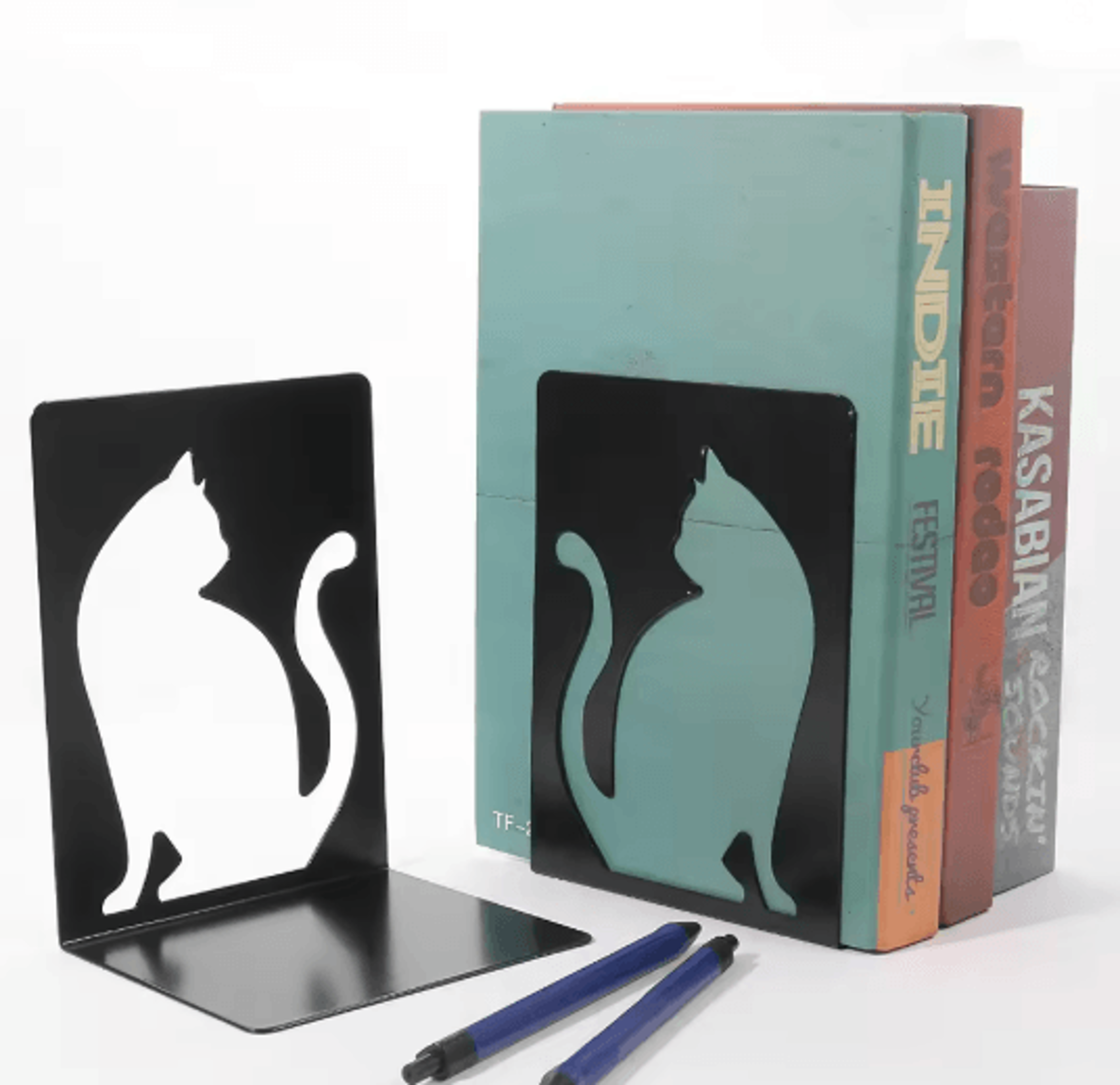 Cute Cat Metal Bookends Heavy Duty Decorative Bookends For Shelves 0