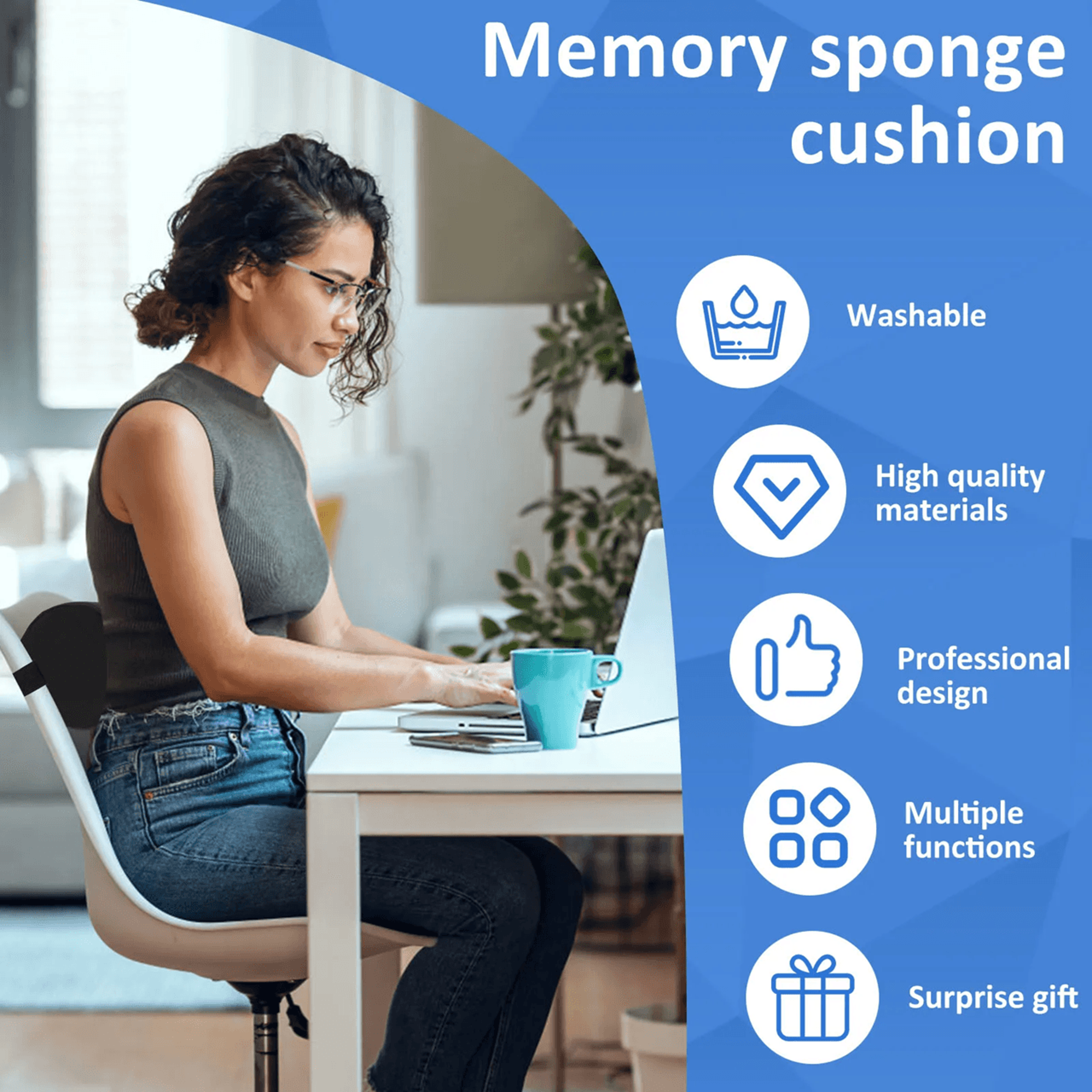 Ergonomic Memory Foam Lumbar Support Cushion Back Support Pillow For Office Chair And Car Seat 0