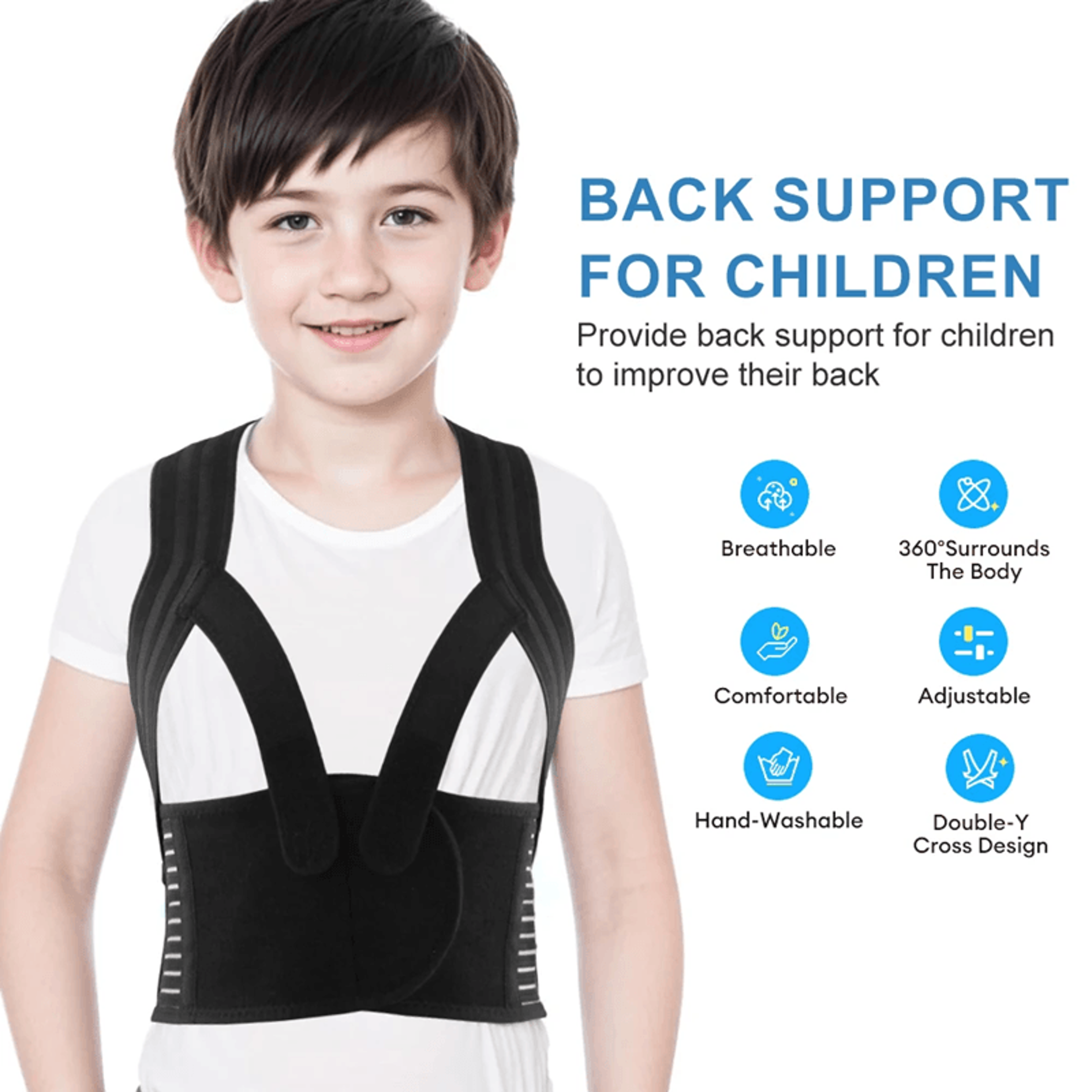 Kids Adjustable Posture Corrector Back Brace Clavicle Support For Better Posture 0