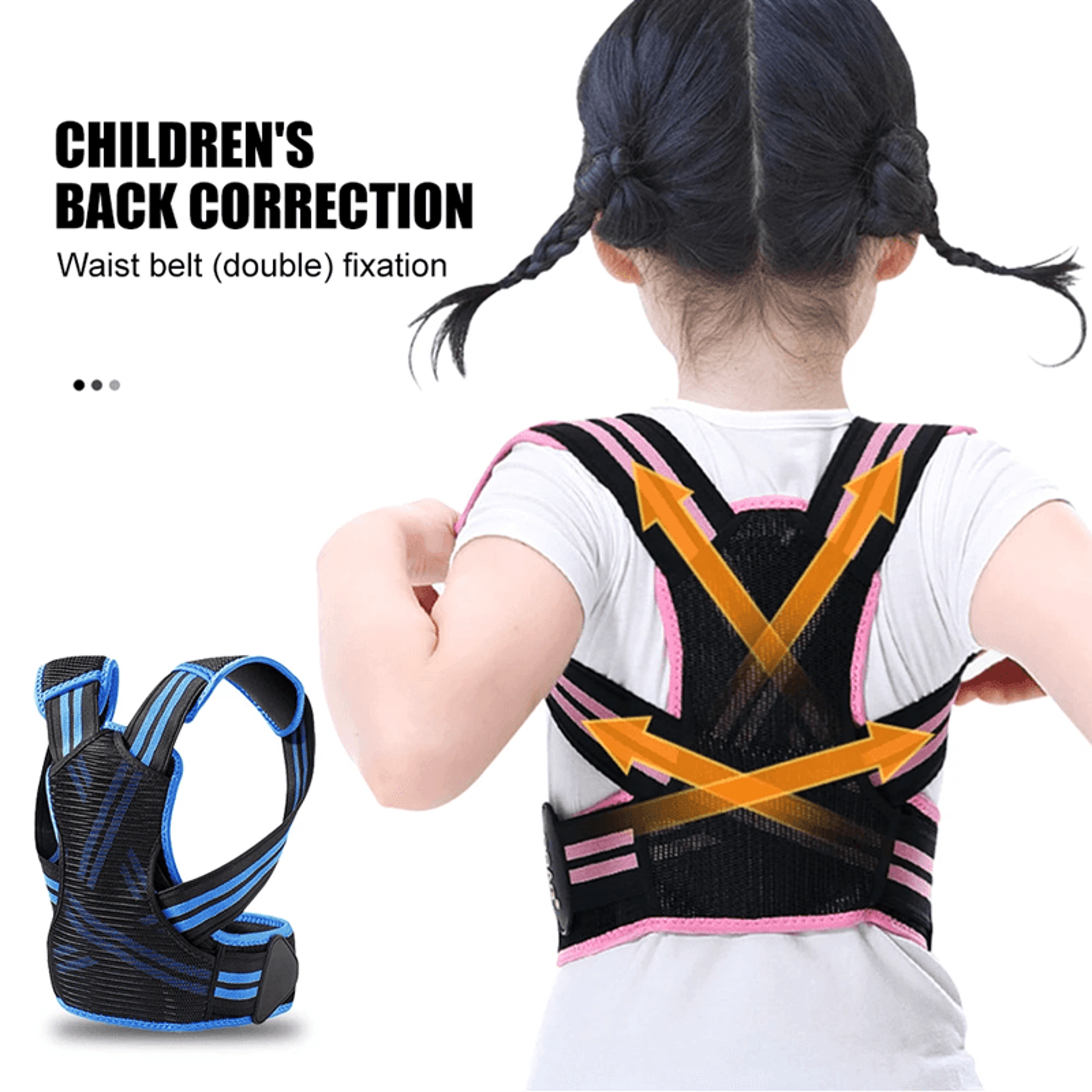 Kids Posture Corrector Back Brace Adjustable Shoulder And Lumbar Support Belt 1