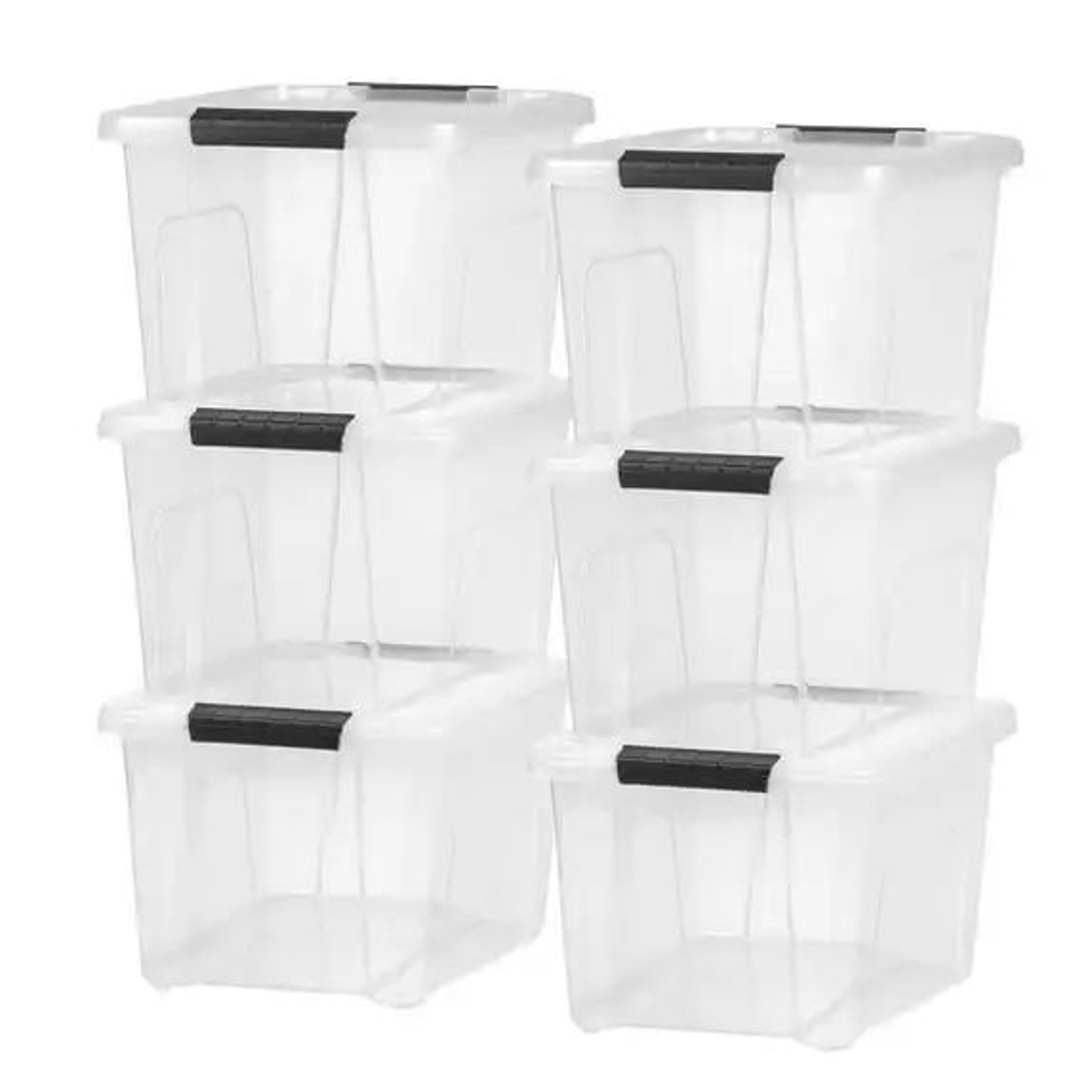 Stackable Plastic Storage Bins With Lids 20 Quart Organizer Containers 6 Pack 6