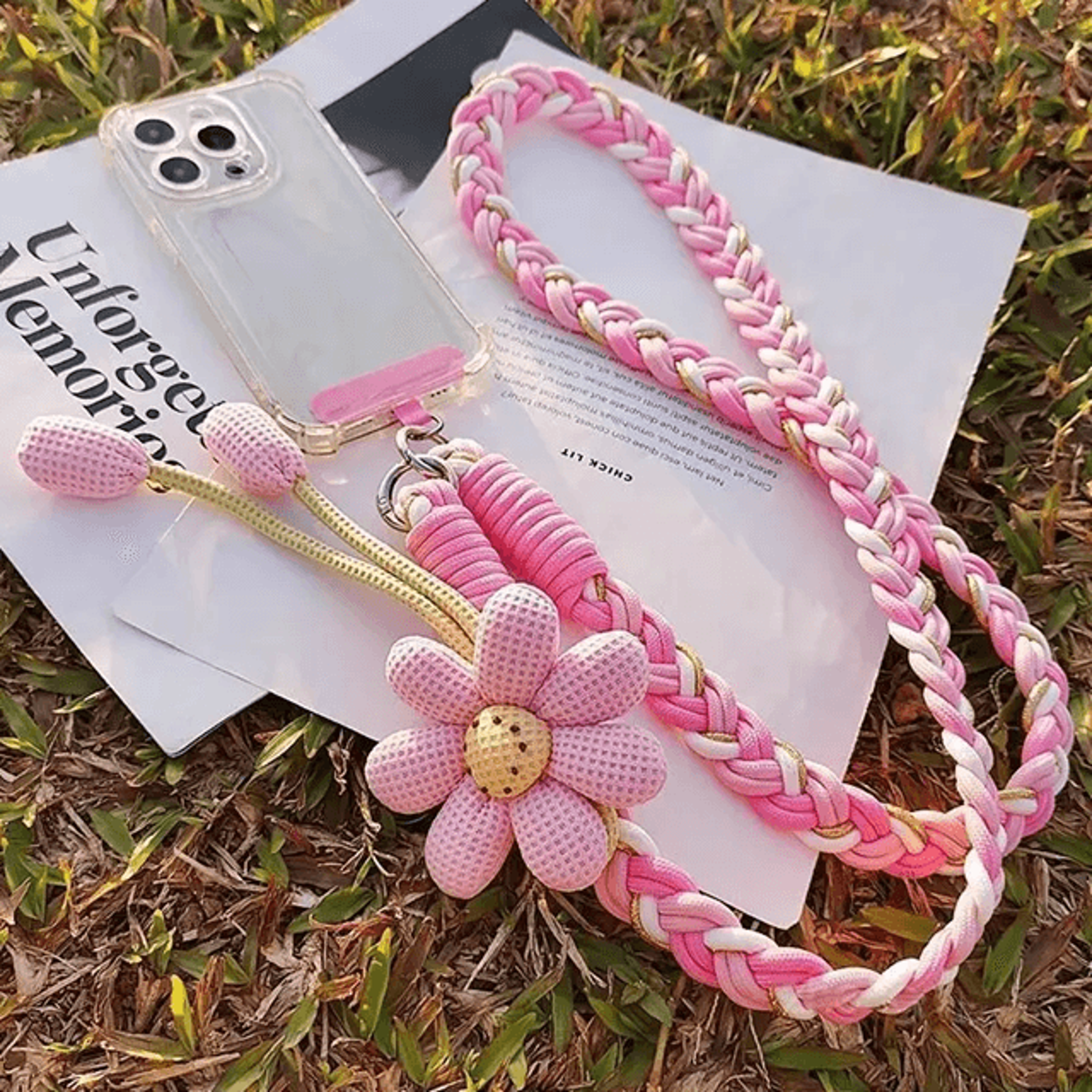 Floral Braided Crossbody Phone Lanyard Adjustable Universal Phone Strap 0