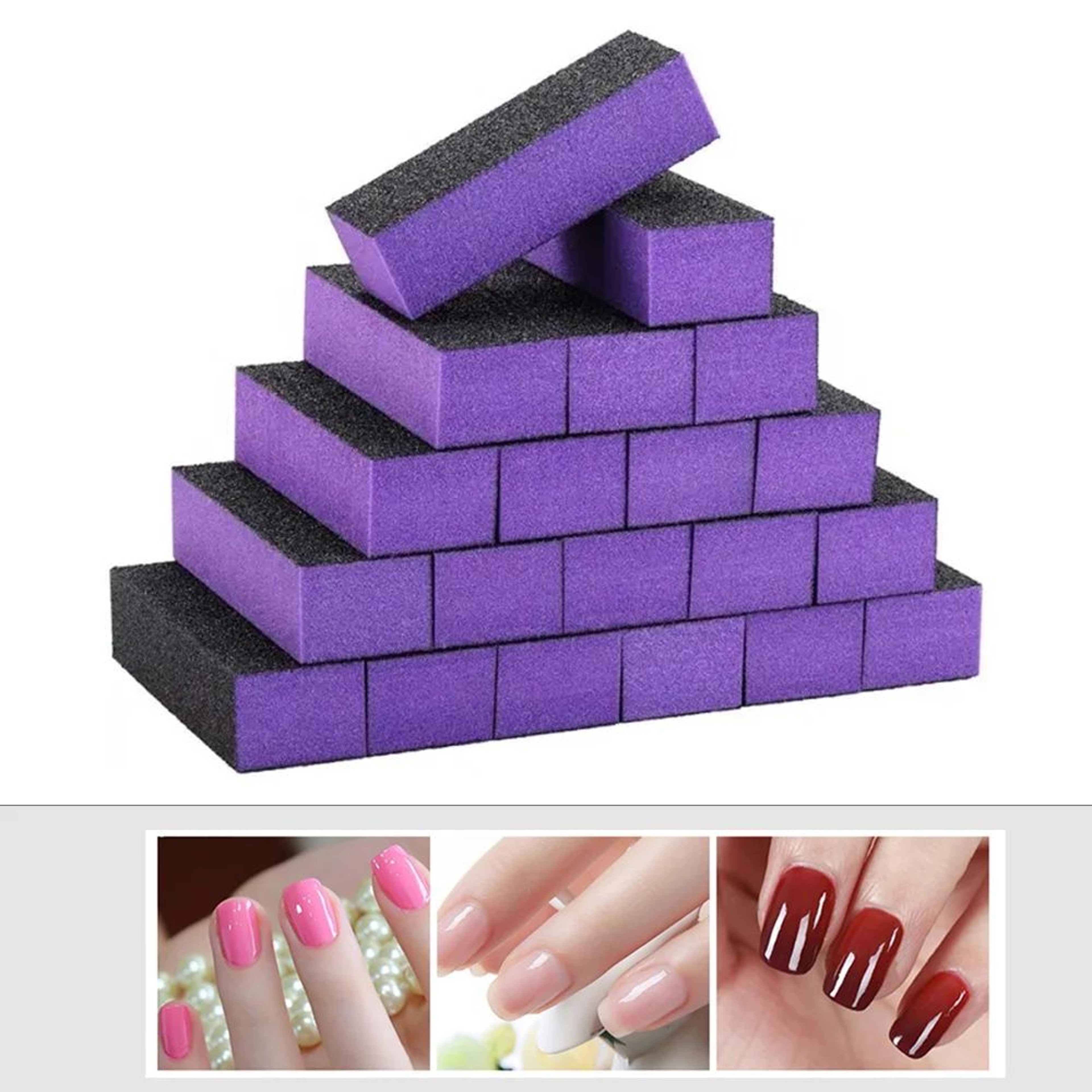 Sponge Nail Buffer Blocks 3 Way Nail Polishing Manicure Set 100 Pack 0