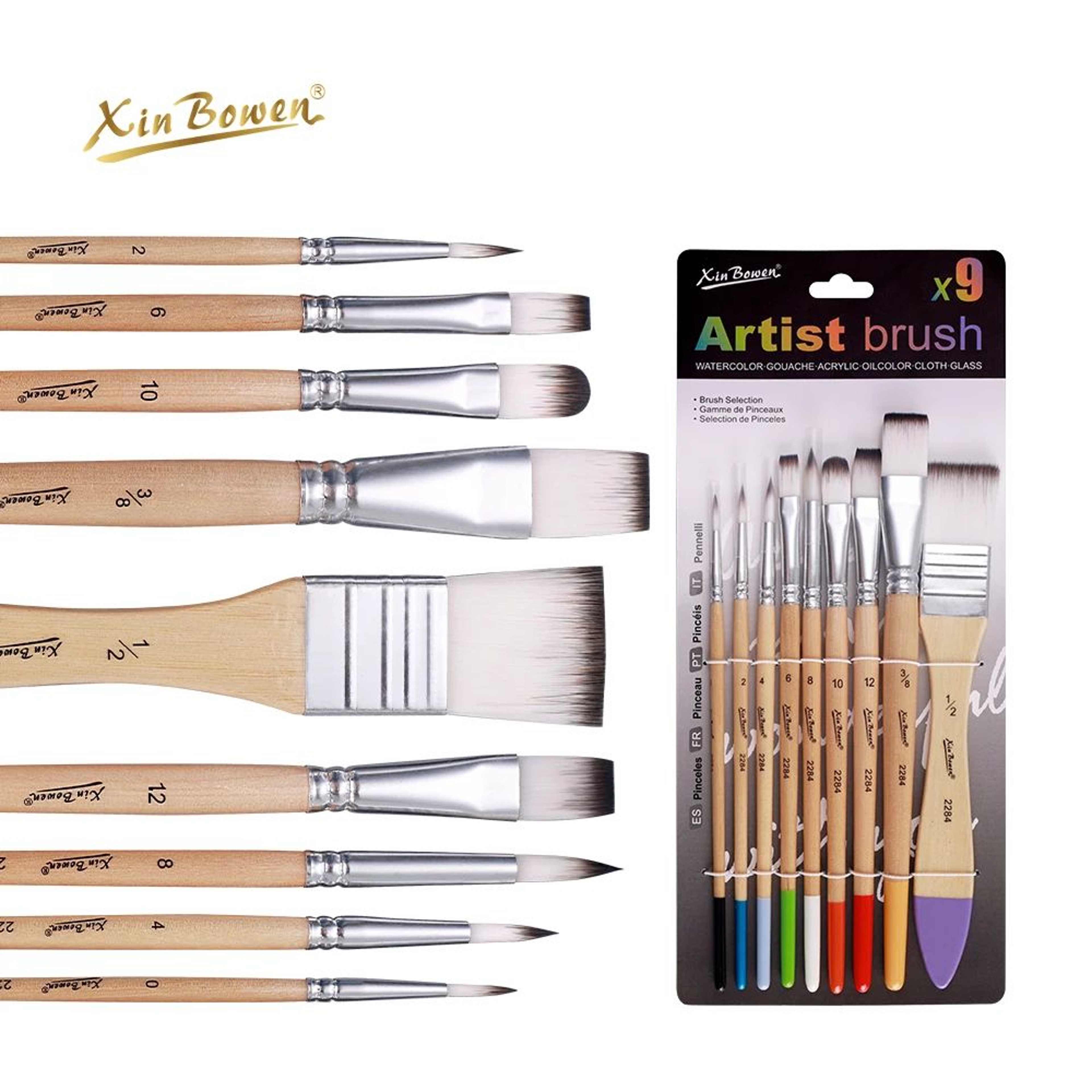 BeginnerPro Nylon Paint Brush Set For Acrylic Watercolor And Oil Painting 0