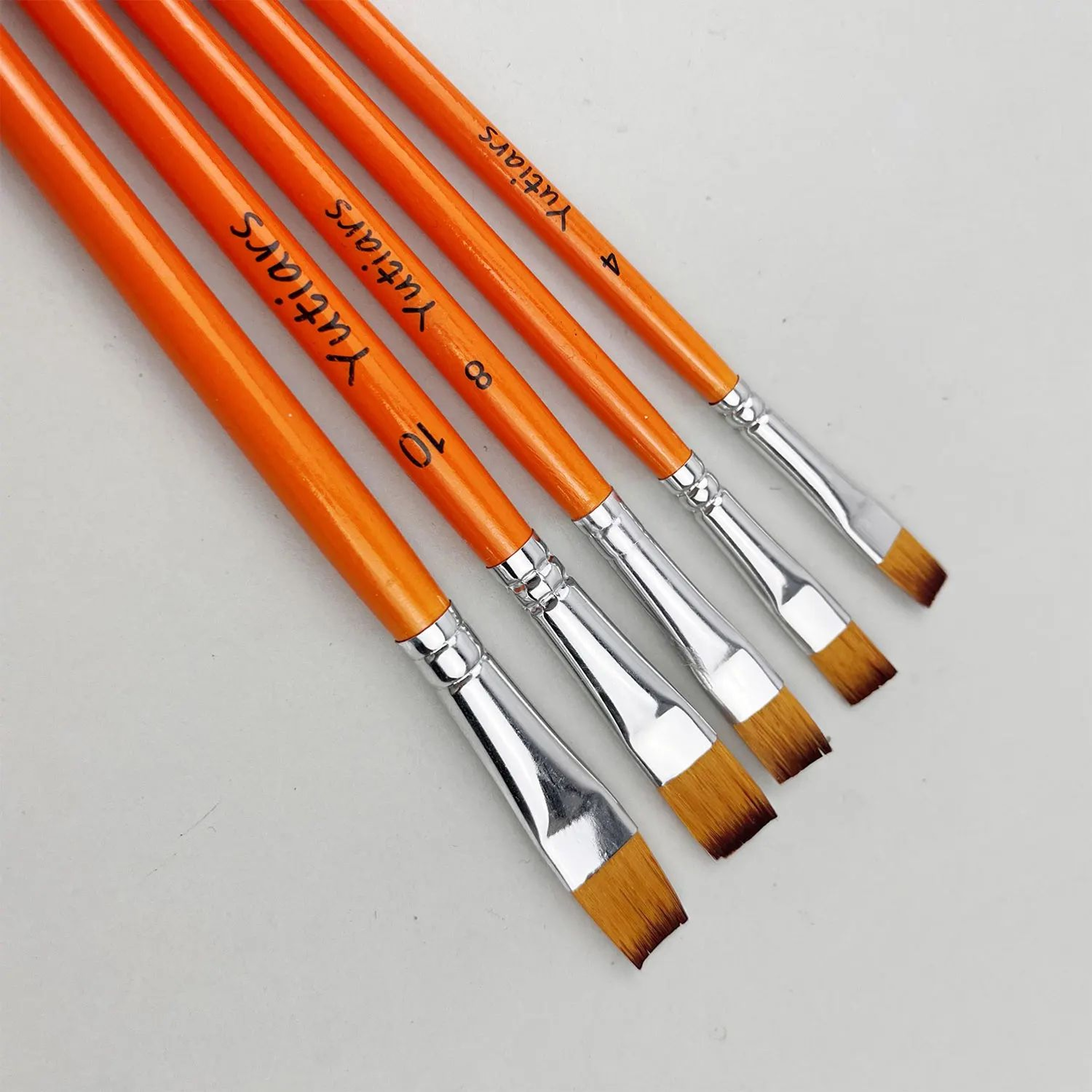 PrecisionCraft 5 Piece Flat Paint Brush Set Nylon Brushes For Acrylic Watercolor And Oil Painting 0