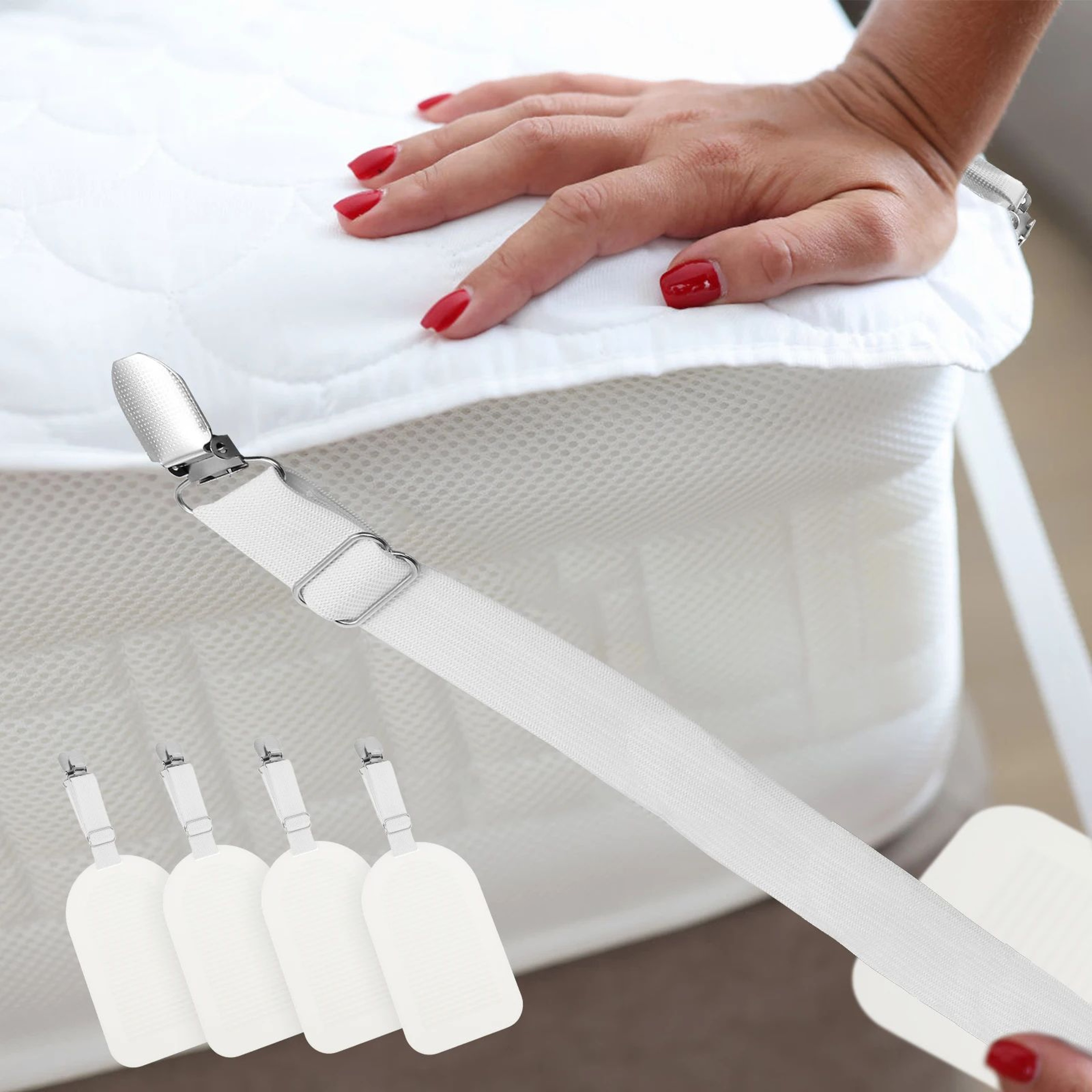 Adjustable Bed Sheet Straps Mattress Holder Clips Elastic Sheet Fasteners Set 0