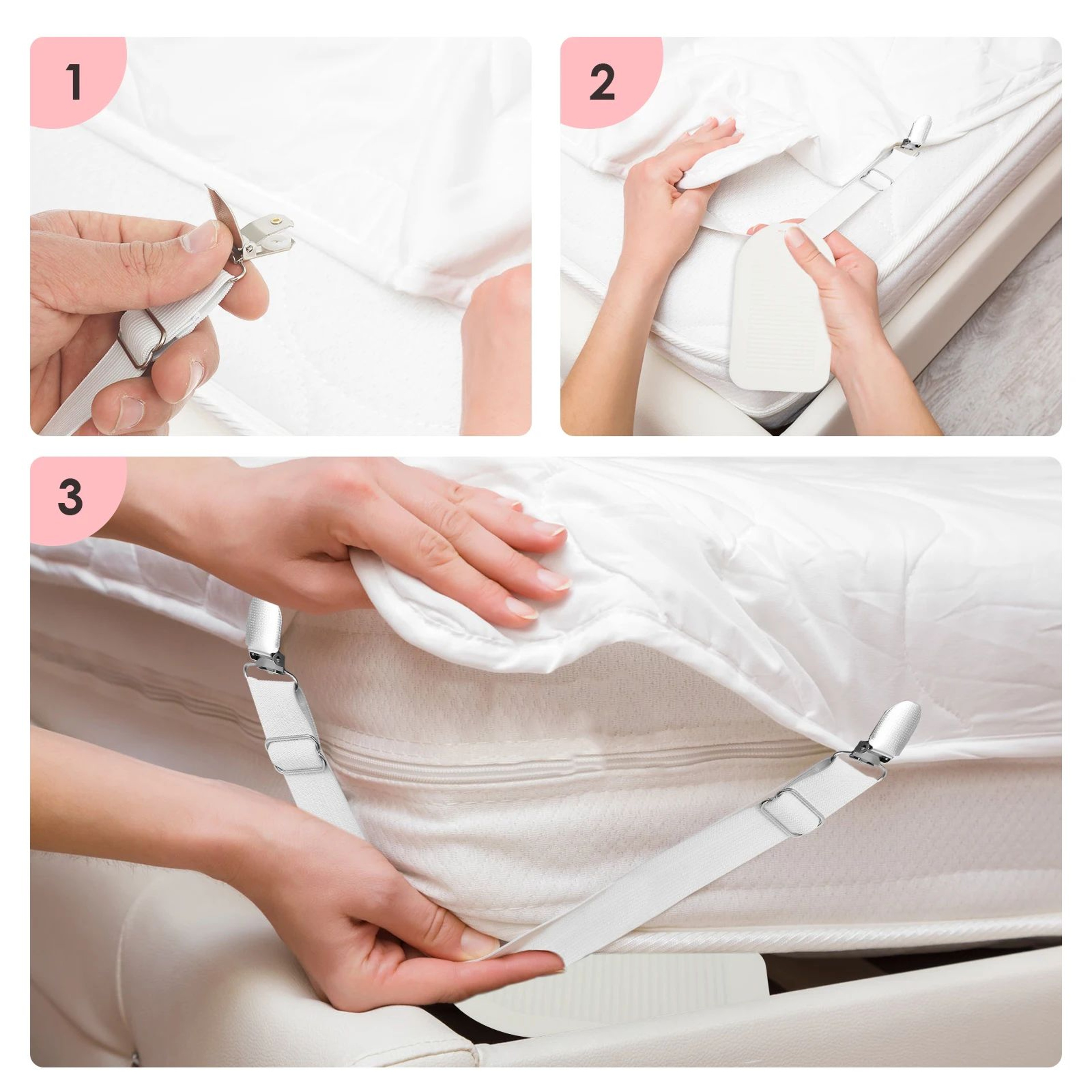Adjustable Bed Sheet Straps Mattress Holder Clips Elastic Sheet Fasteners Set 1