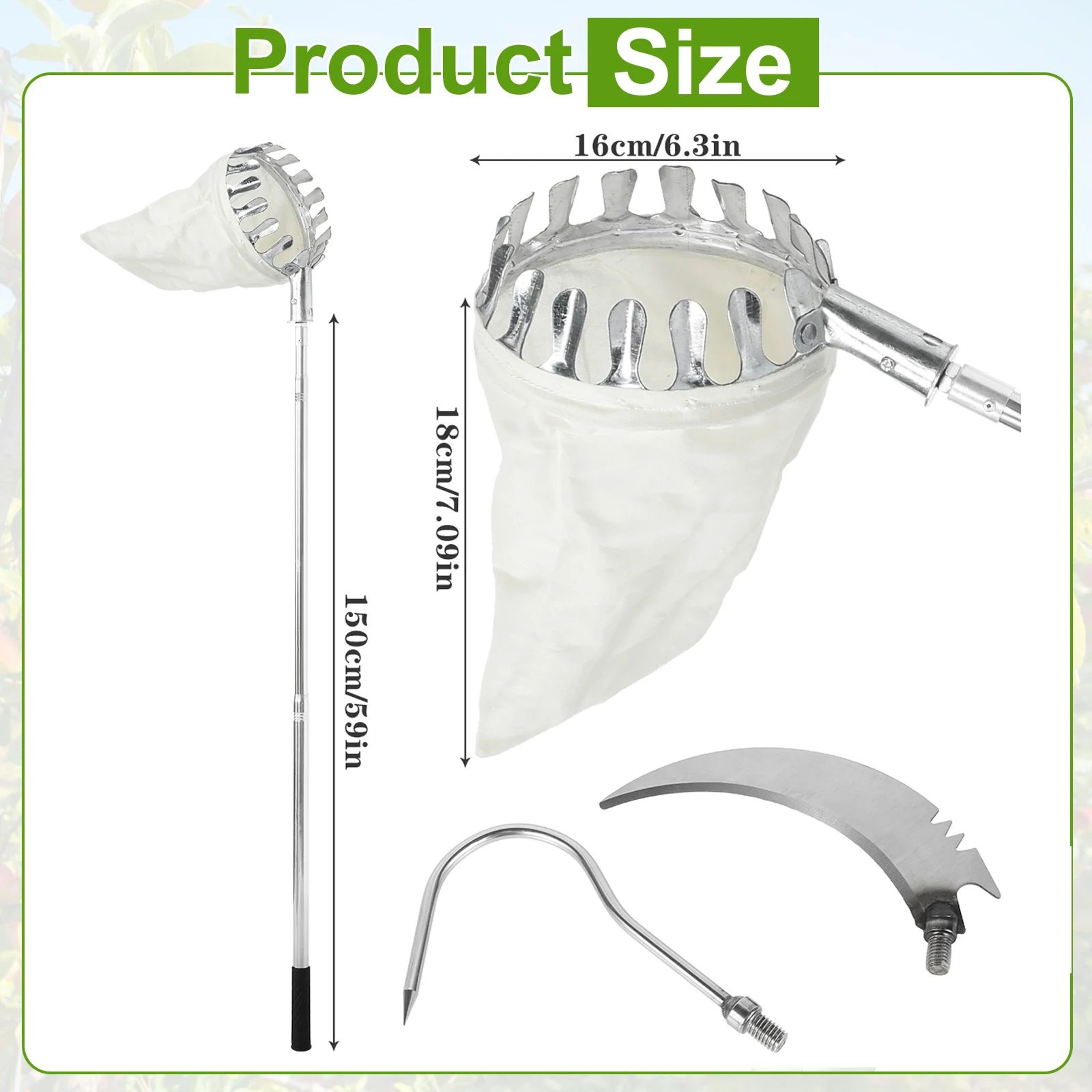 Extendable Fruit Picker Tool With Basket For Easy Tree Harvesting 7