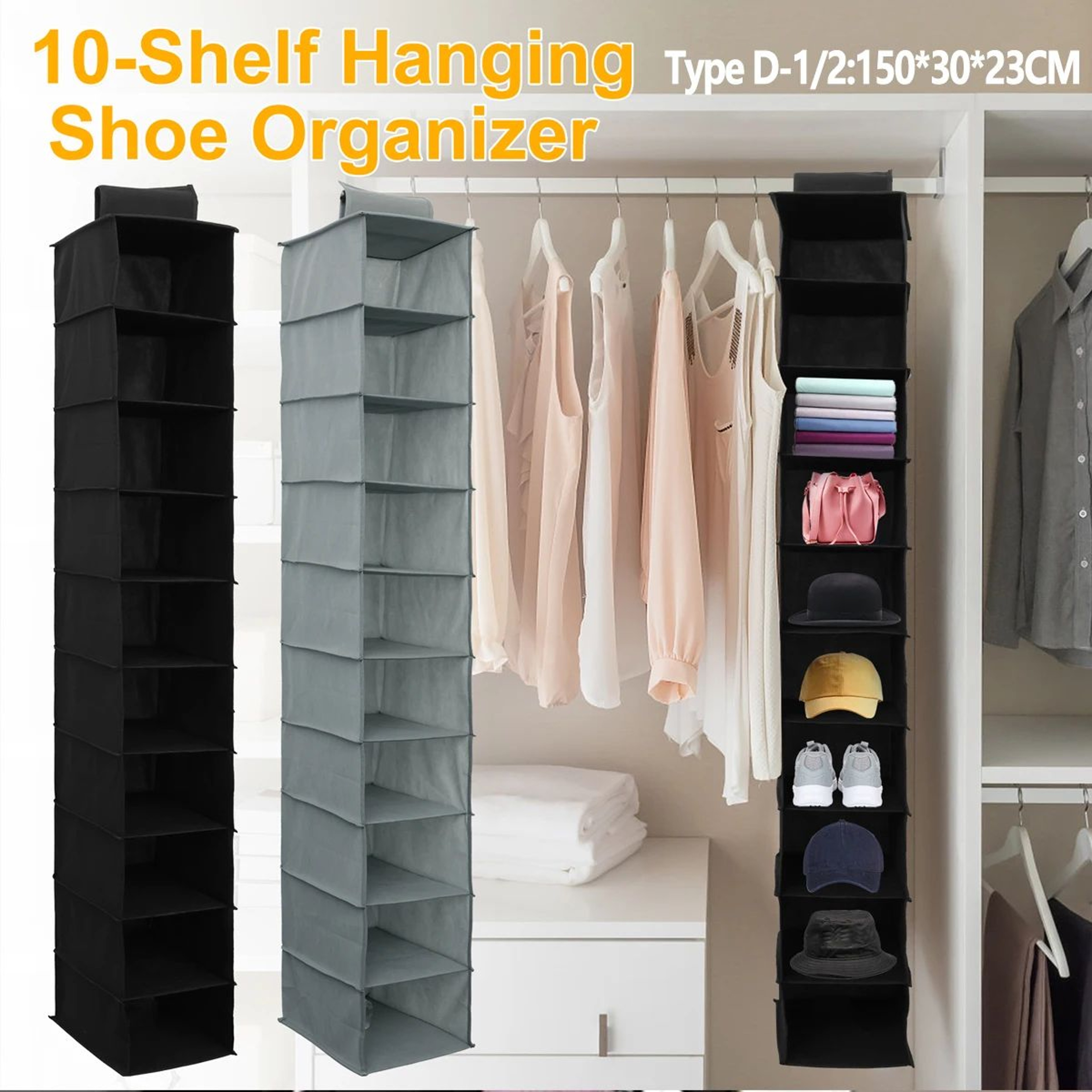 Hanging Closet Organizer With Multi Layer Storage For Clothes And Accessories 0