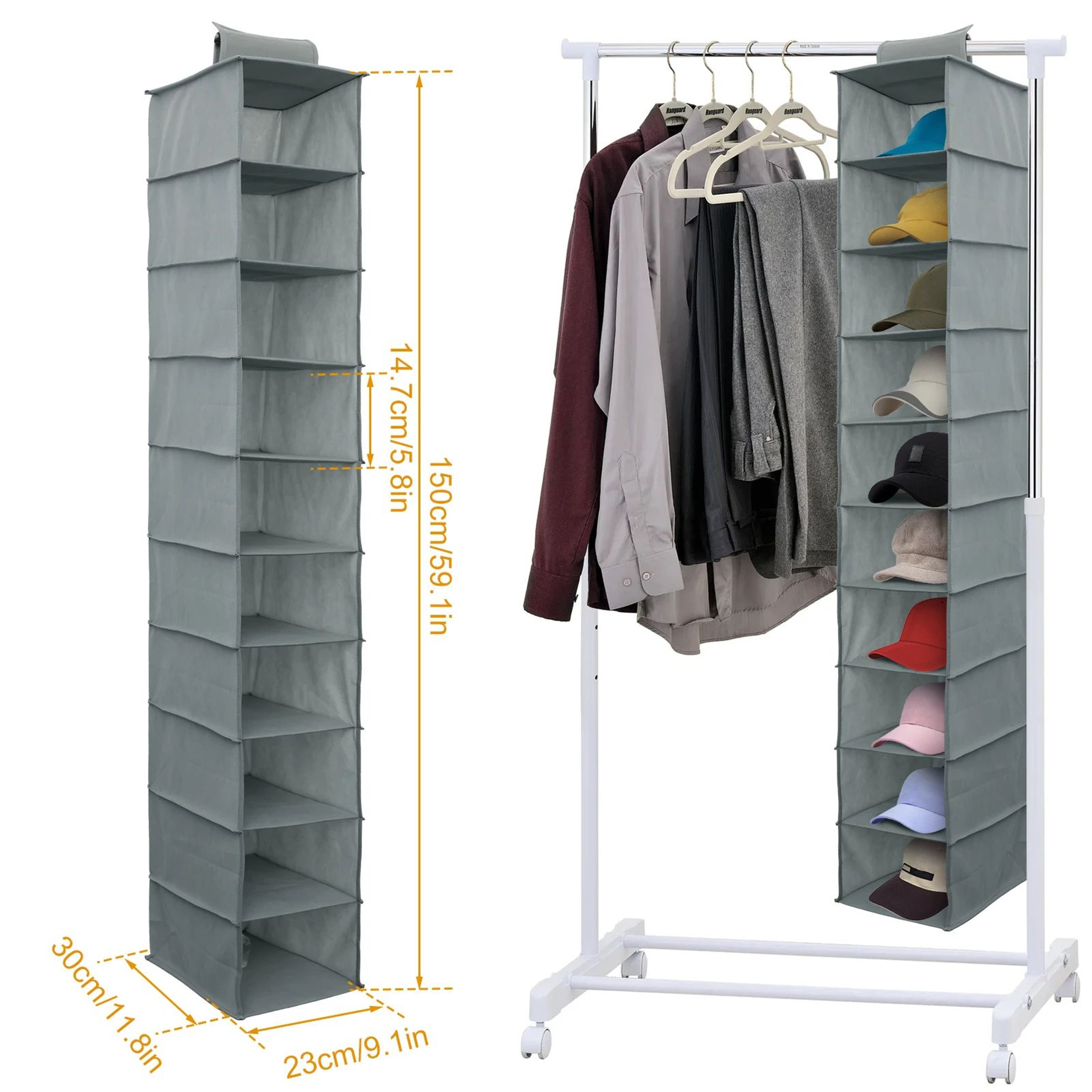 Hanging Closet Organizer With Multi Layer Storage For Clothes And Accessories 13