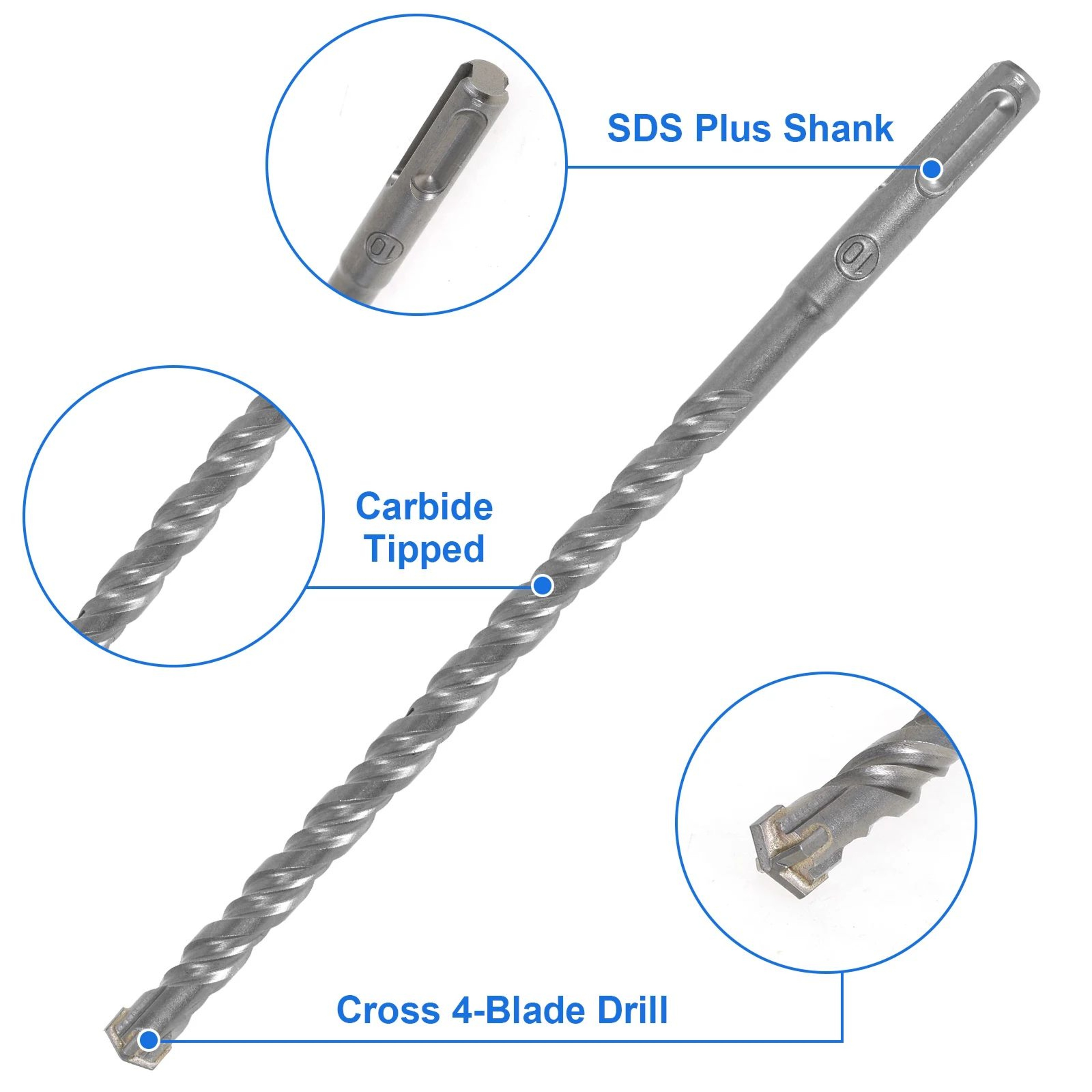 SDS Plus Hammer Drill Bit Set For Concrete Stone And Masonry 2