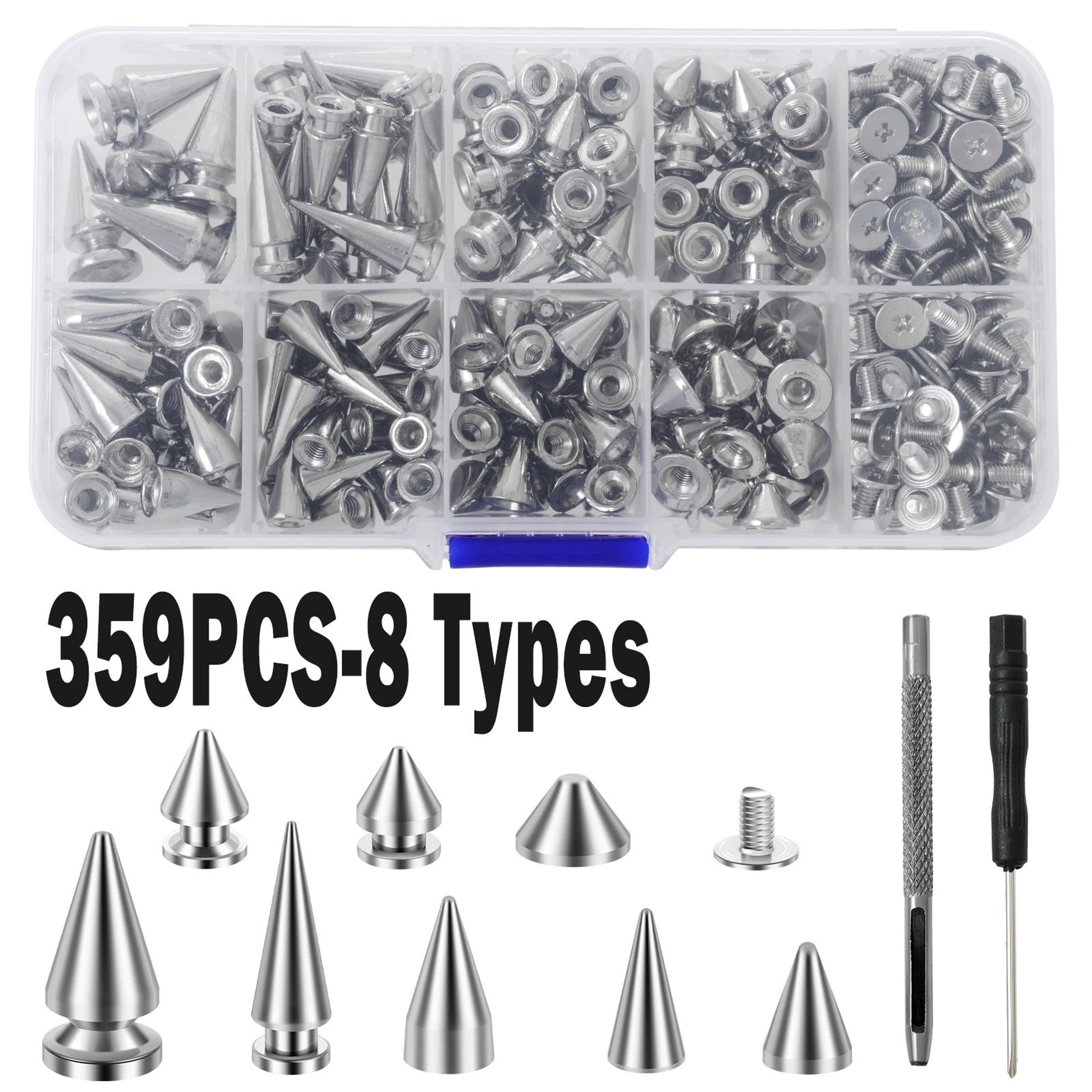 Punk Studs And Spikes Kit Screwback Rivets For Leather And DIY Fashion 0