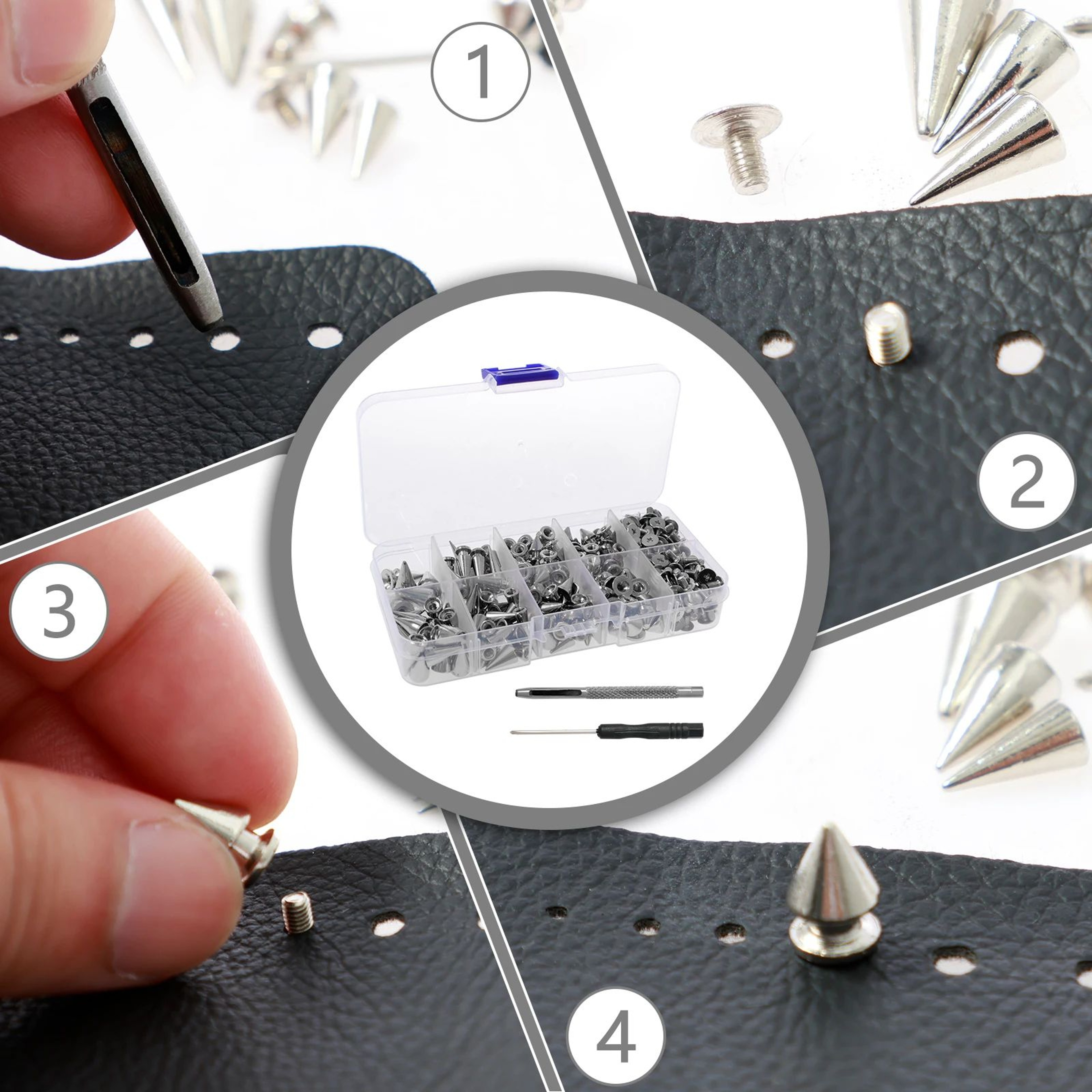 Punk Studs And Spikes Kit Screwback Rivets For Leather And DIY Fashion 3