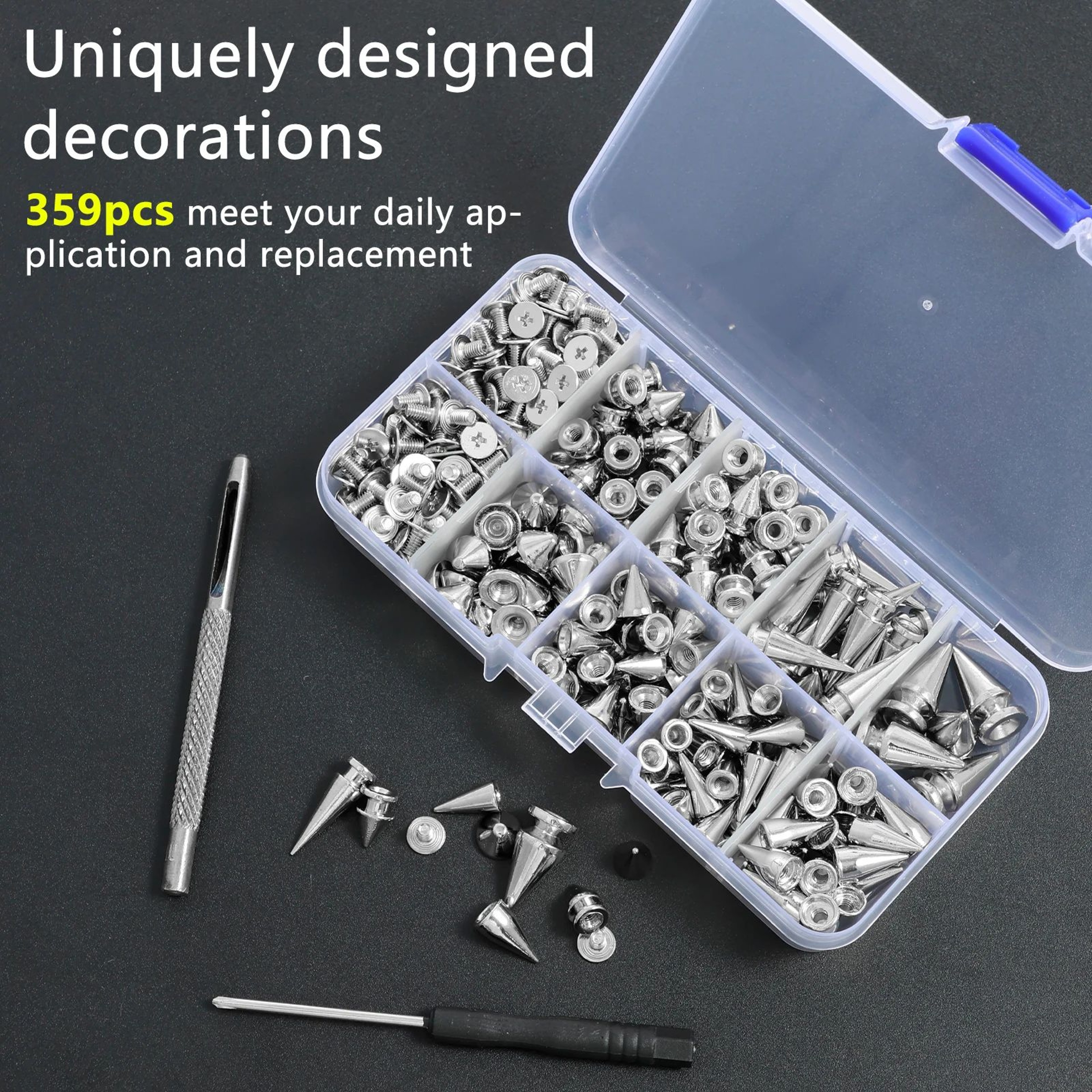 Punk Studs And Spikes Kit Screwback Rivets For Leather And DIY Fashion 4