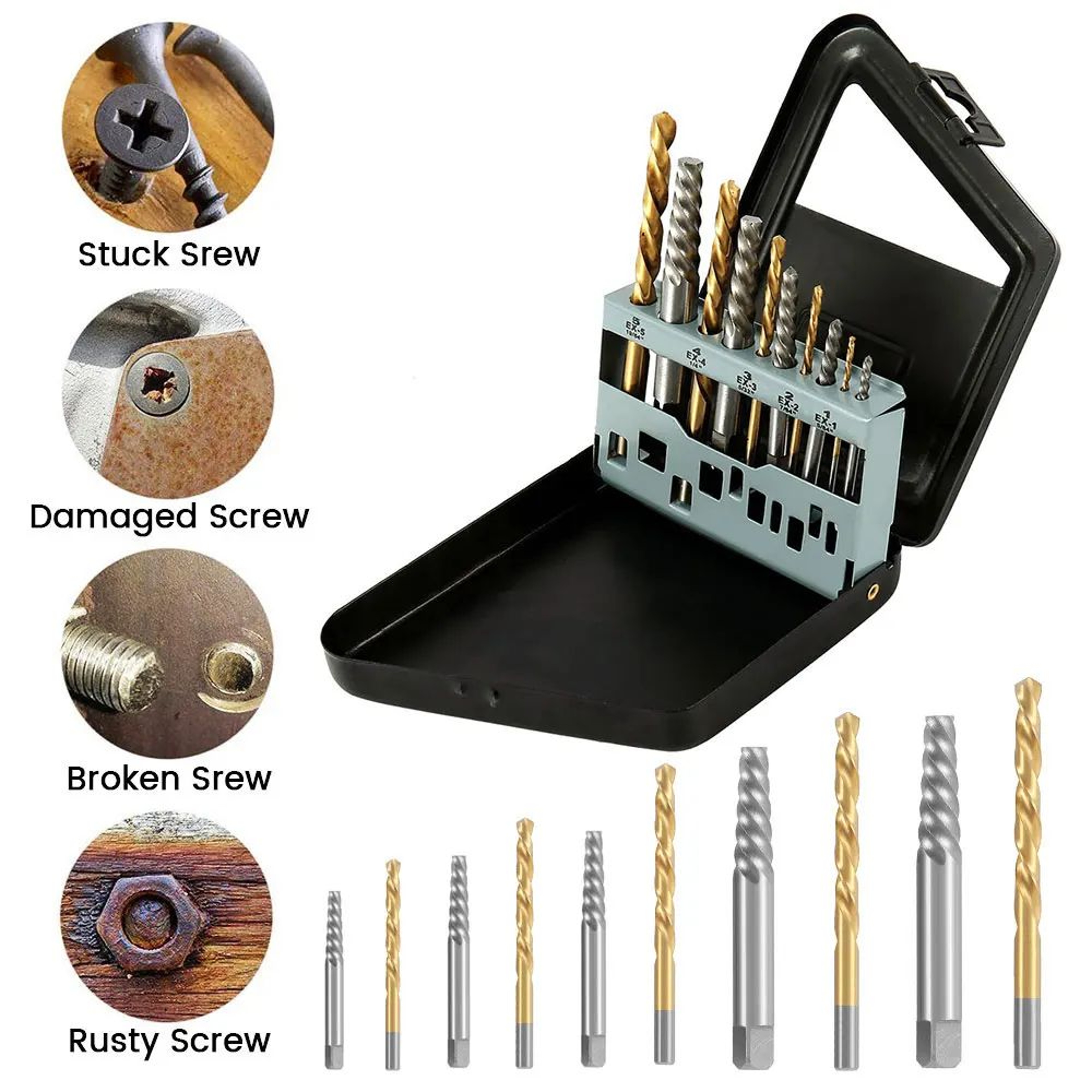 Cobalt Left Hand Drill Bit And Screw Extractor Set For Broken Bolts Removal 3